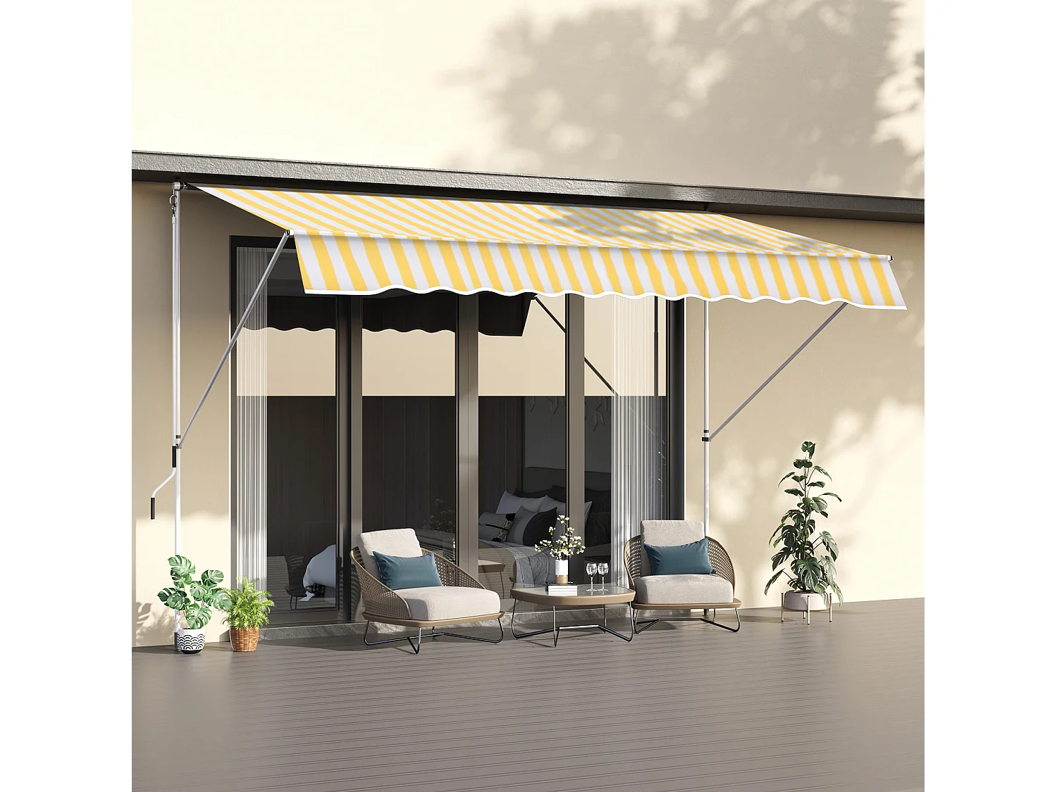 Toldo manual retráctil amarillo 300x150x280 cm Outsunny
