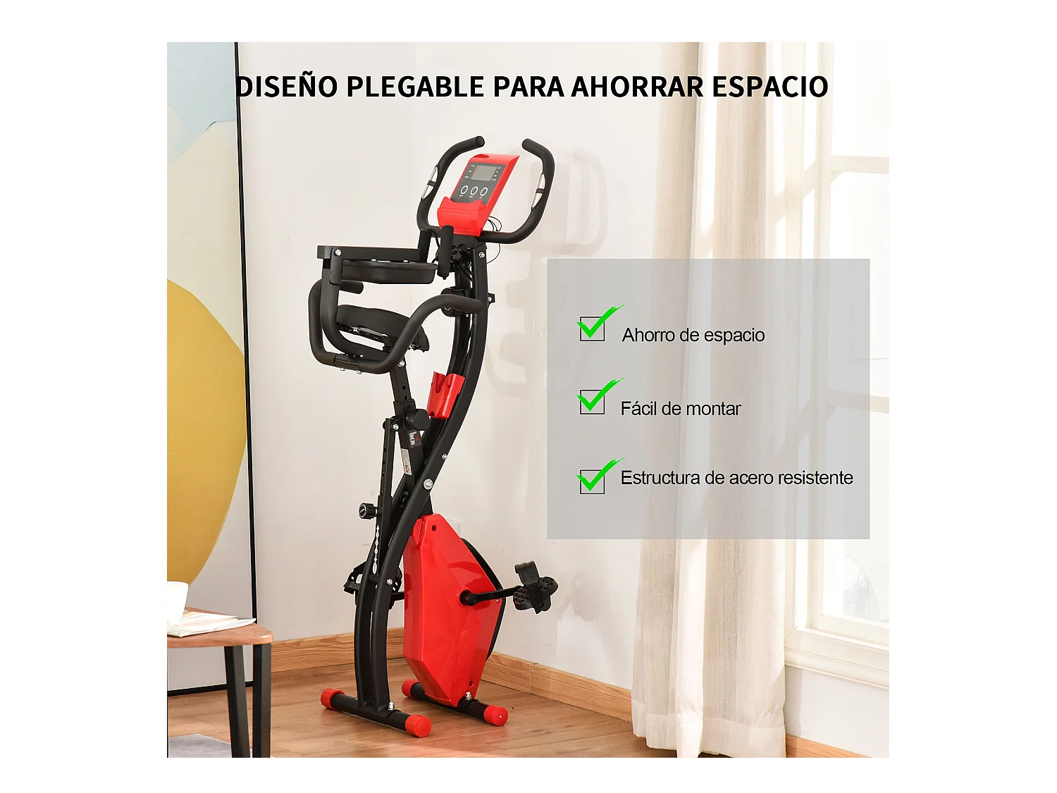 Bicicleta estática rojo 97x51x115 cm HOMCOM