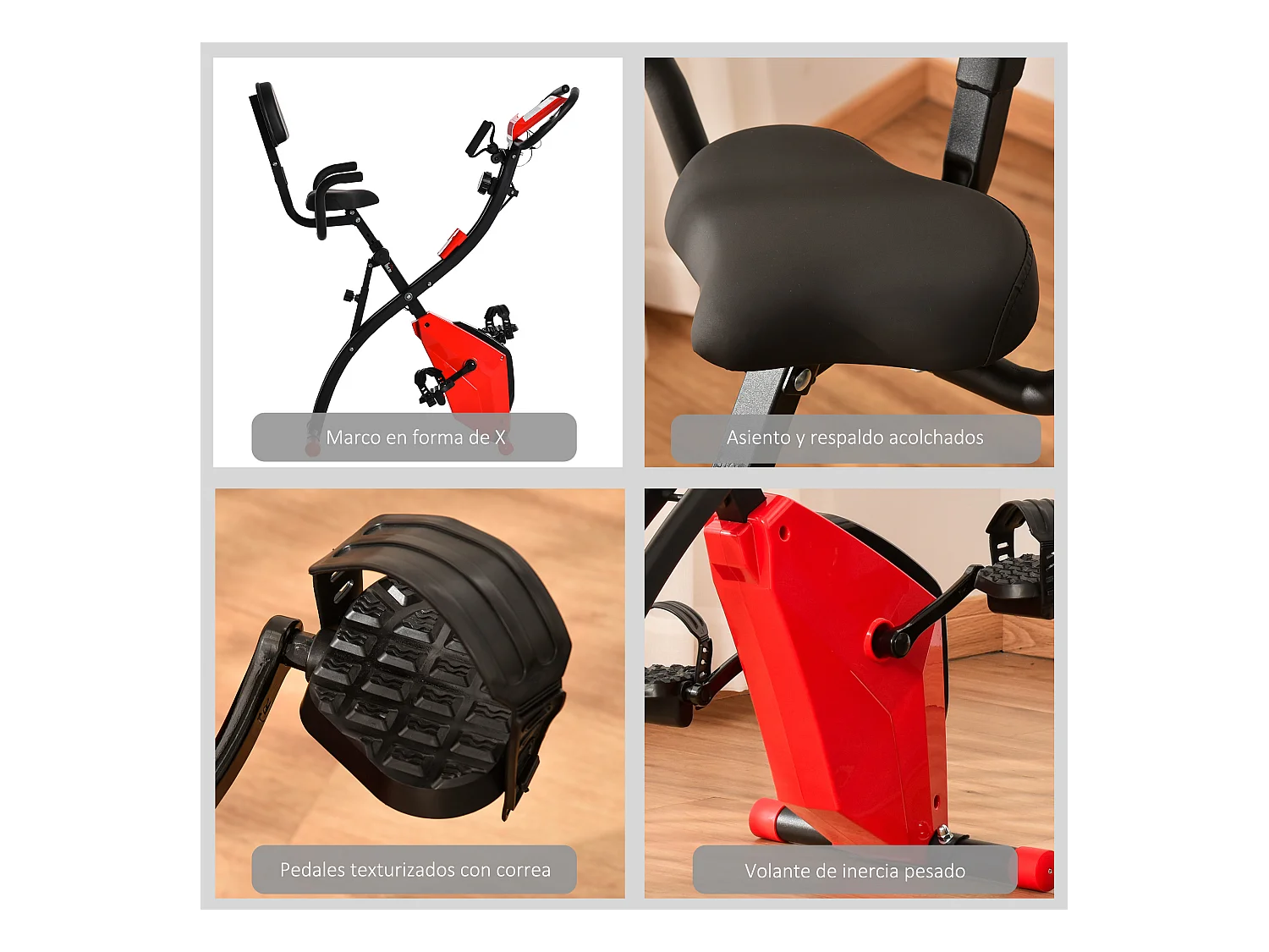 Bicicleta estática rojo 97x51x115 cm HOMCOM