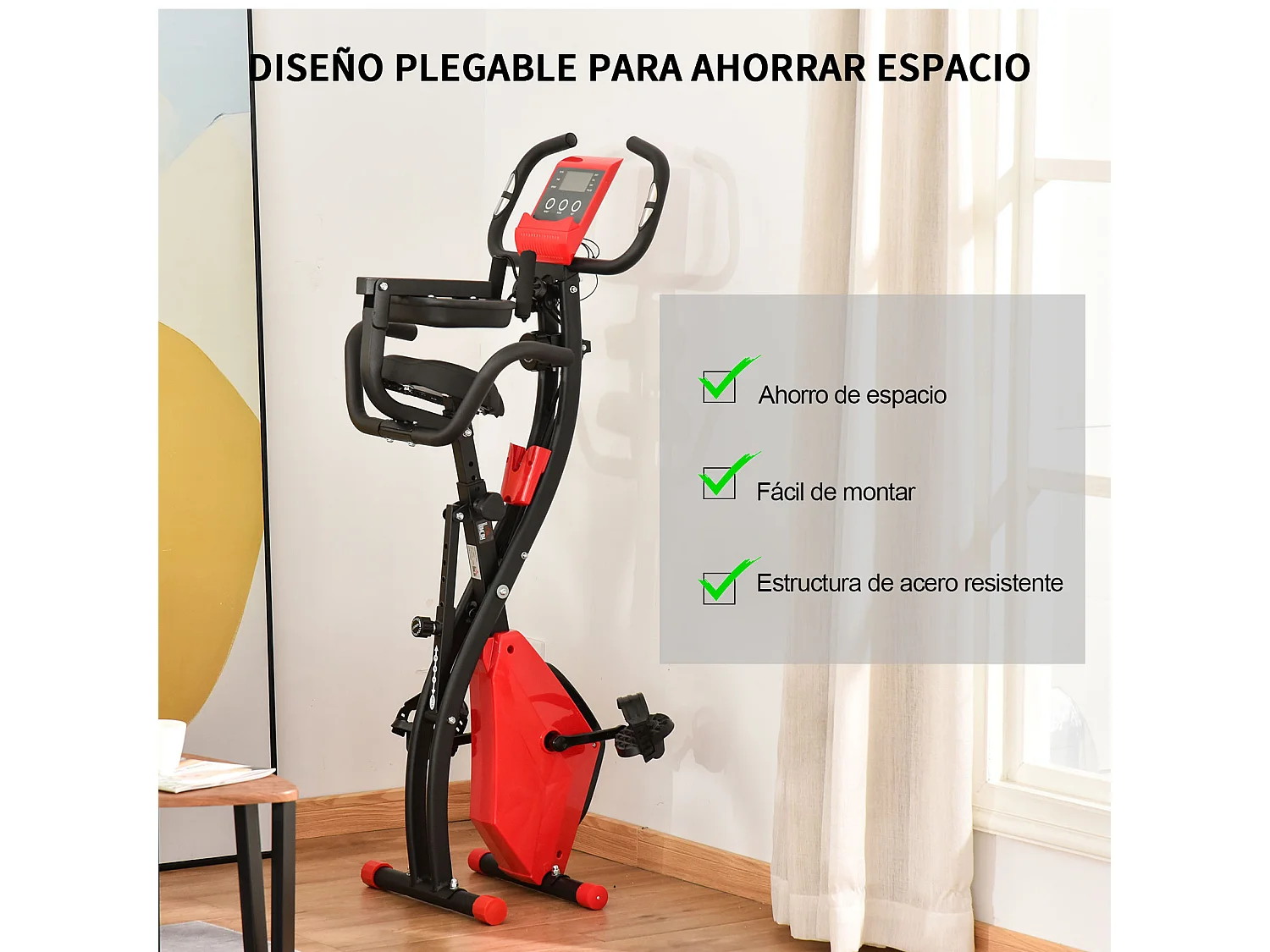 Bicicleta estática rojo 97x51x115 cm HOMCOM