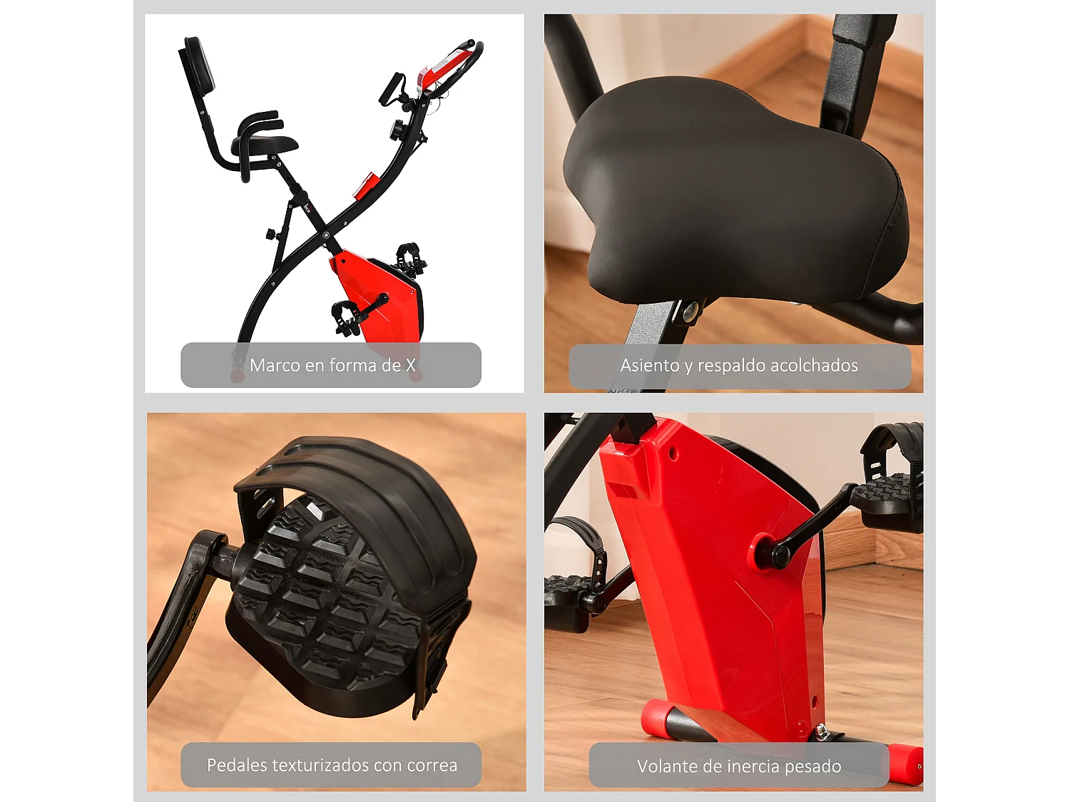 Bicicleta estática rojo 97x51x115 cm HOMCOM