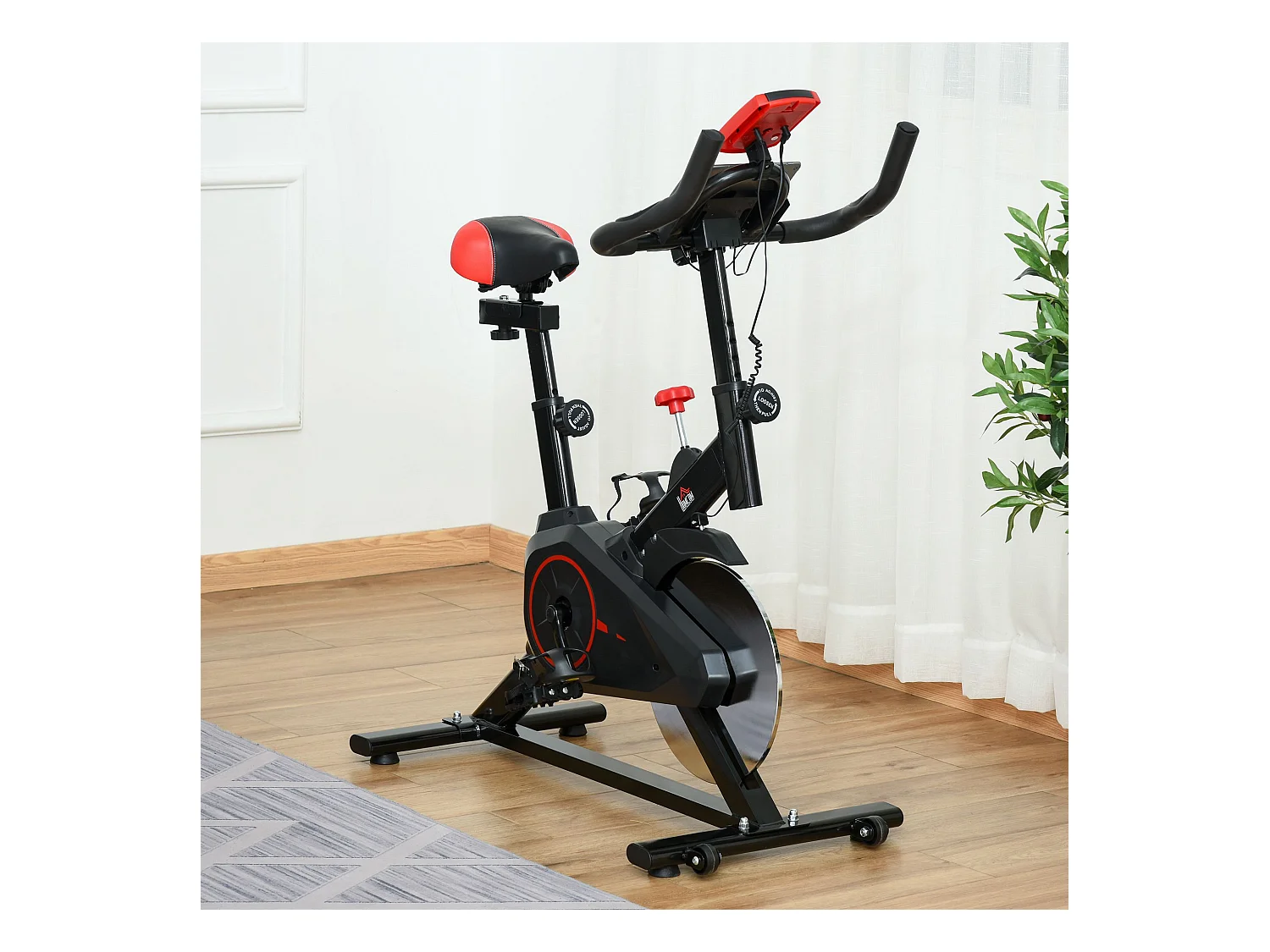 Bicicleta estática negro y rojo 85x46x114 cm HOMCOM