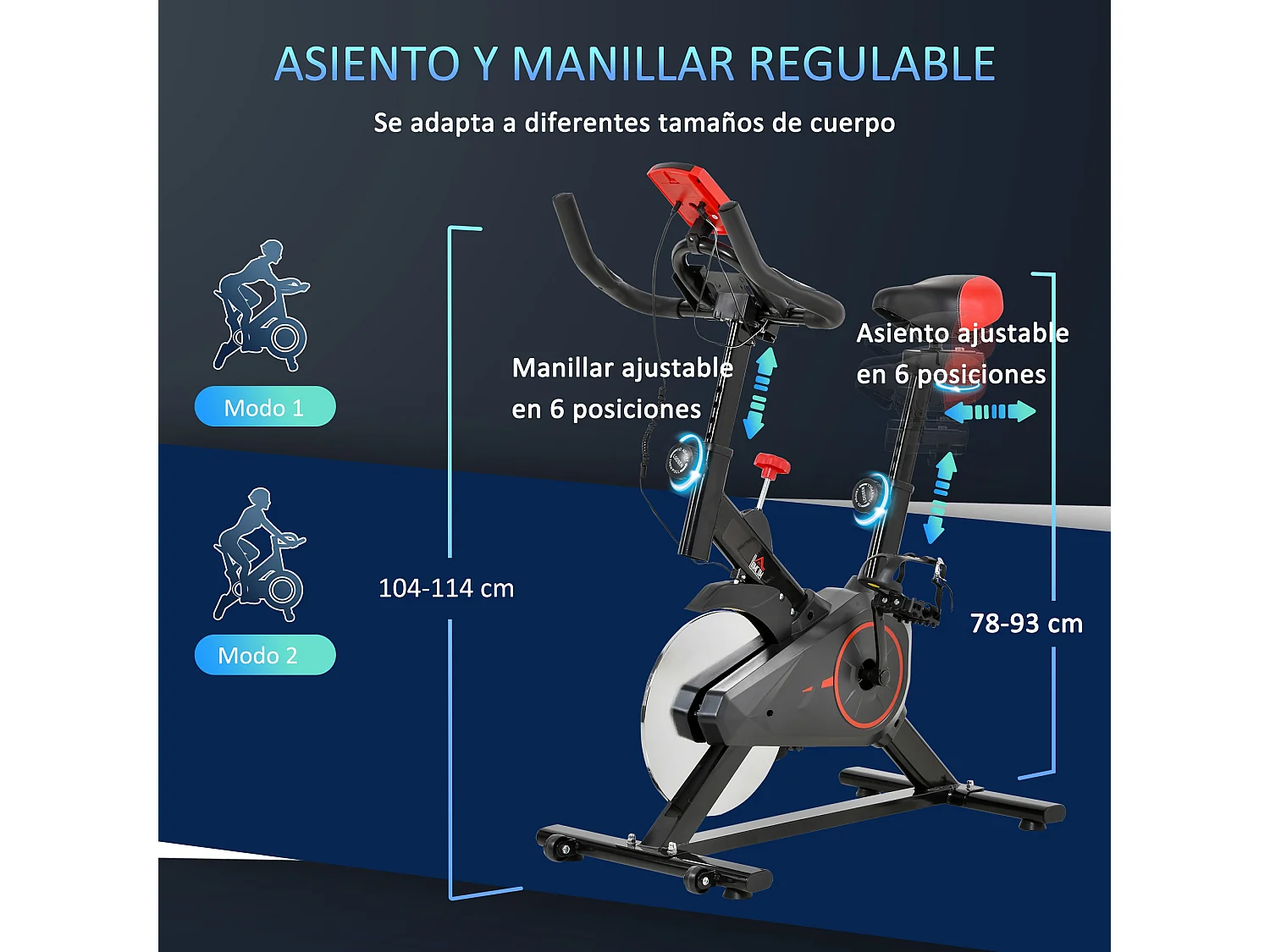 Bicicleta estática negro y rojo 85x46x114 cm HOMCOM