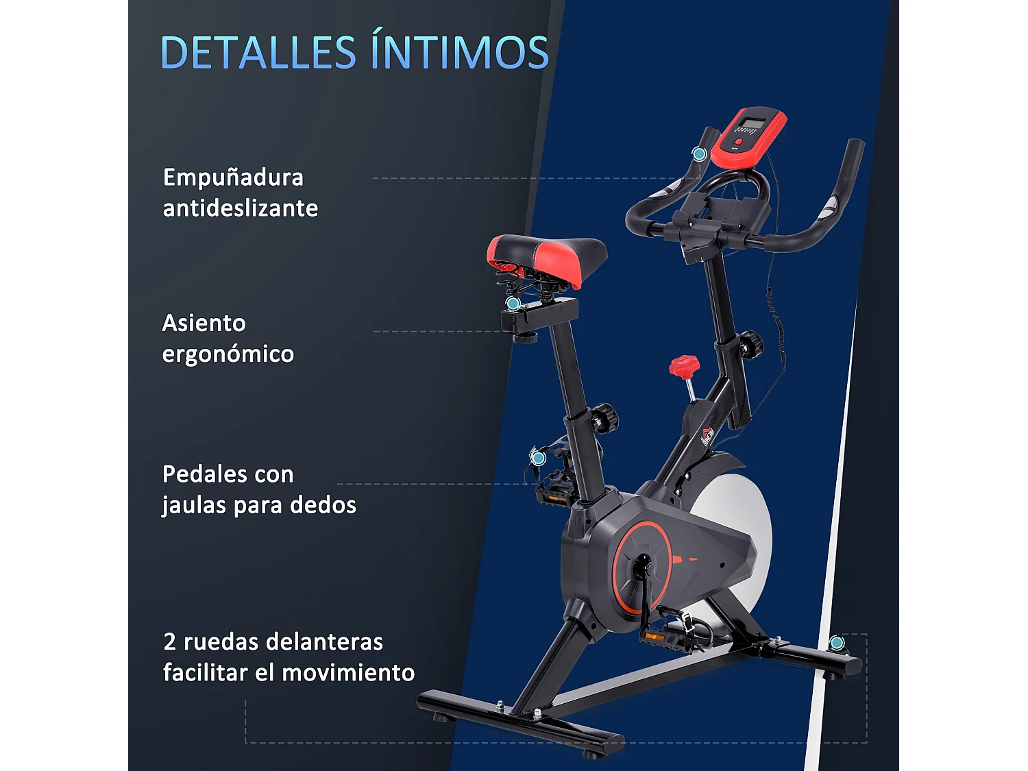 Bicicleta estática negro y rojo 85x46x114 cm HOMCOM