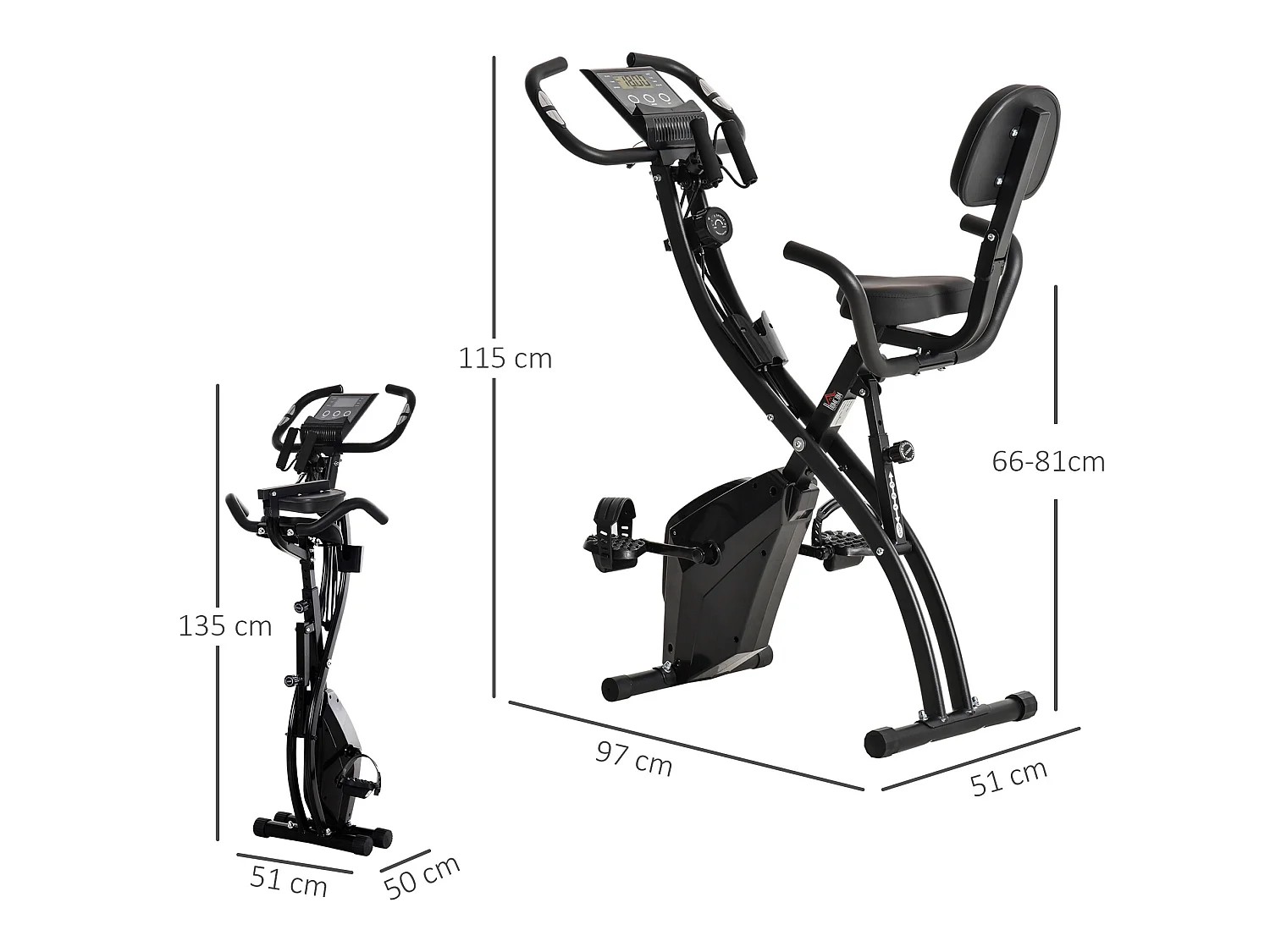 Bicicleta estática negro 97x51x115 cm HOMCOM