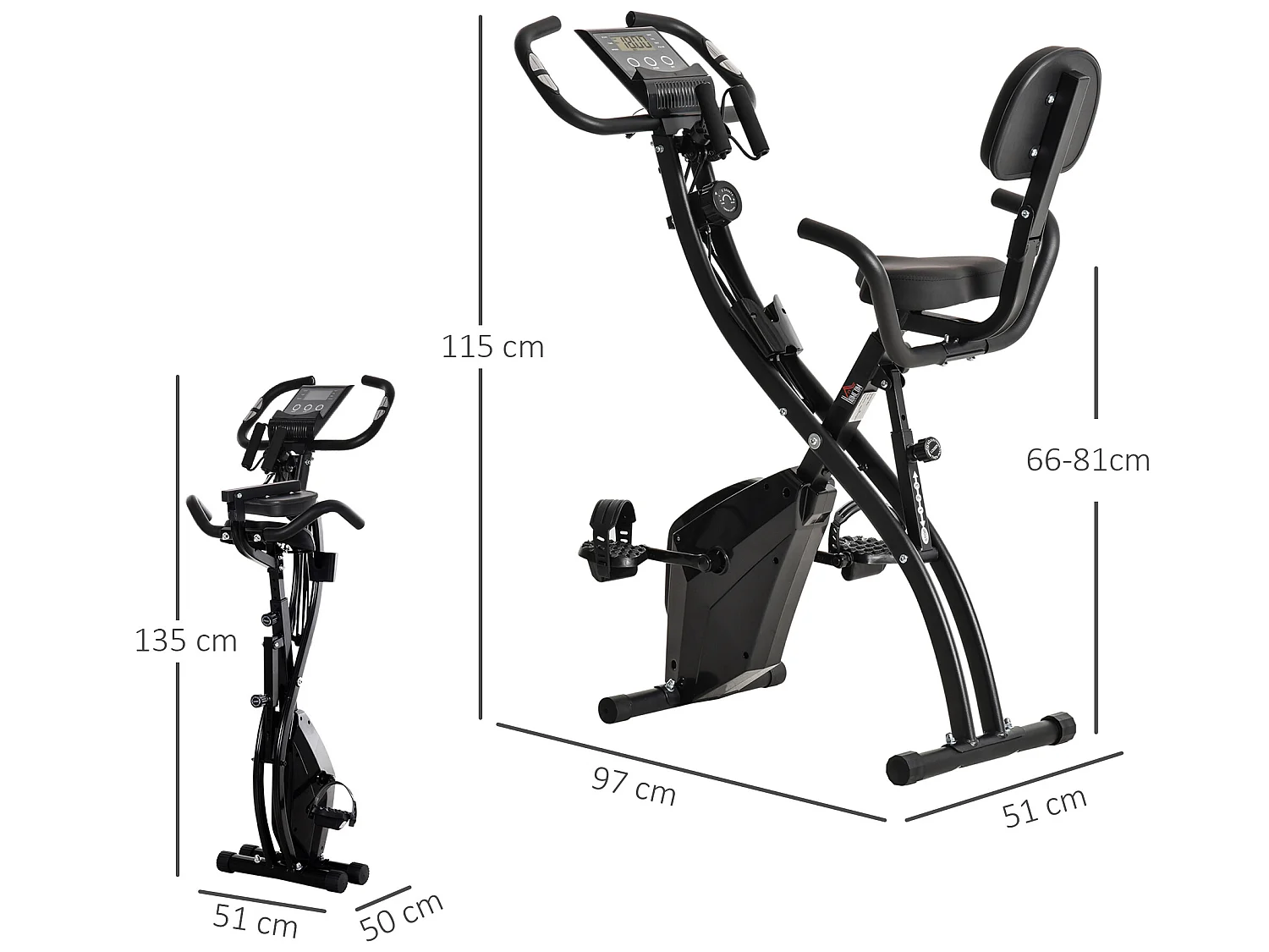 Bicicleta estática negro 97x51x115 cm HOMCOM