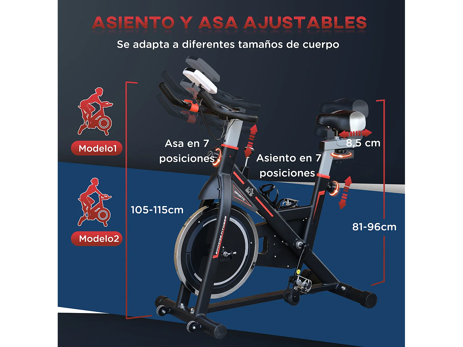 Bicicleta estática negro 103x48x115 cm HOMCOM