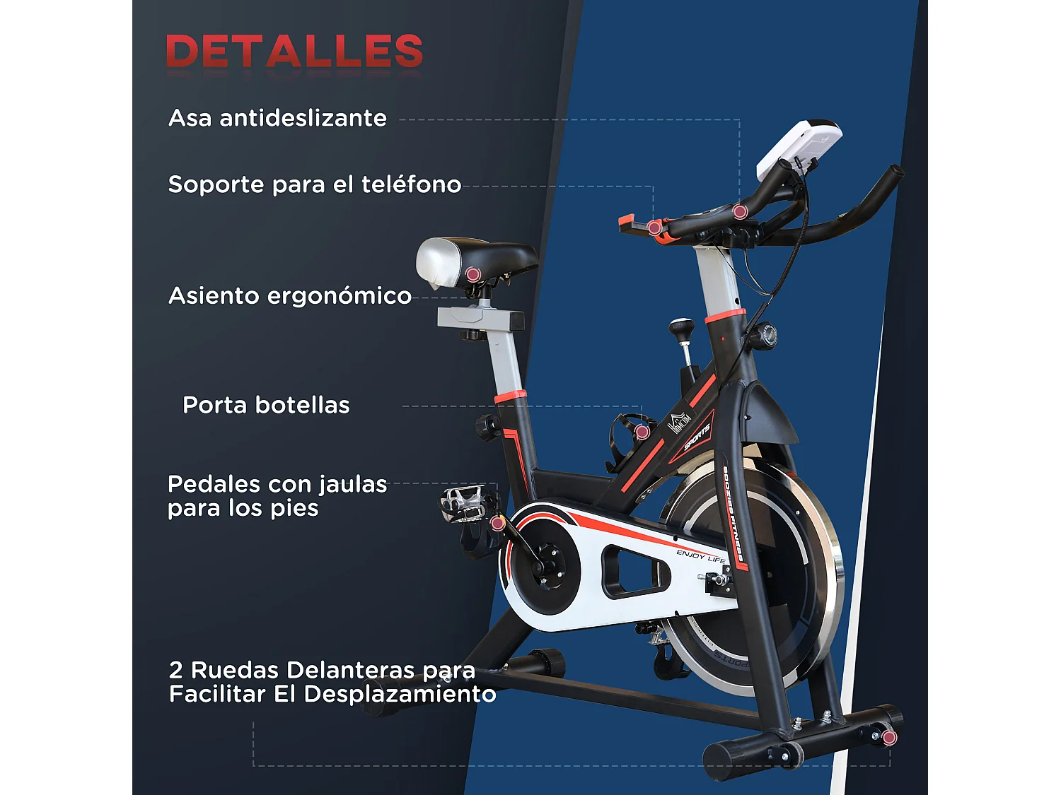 Bicicleta estática negro 103x48x115 cm HOMCOM