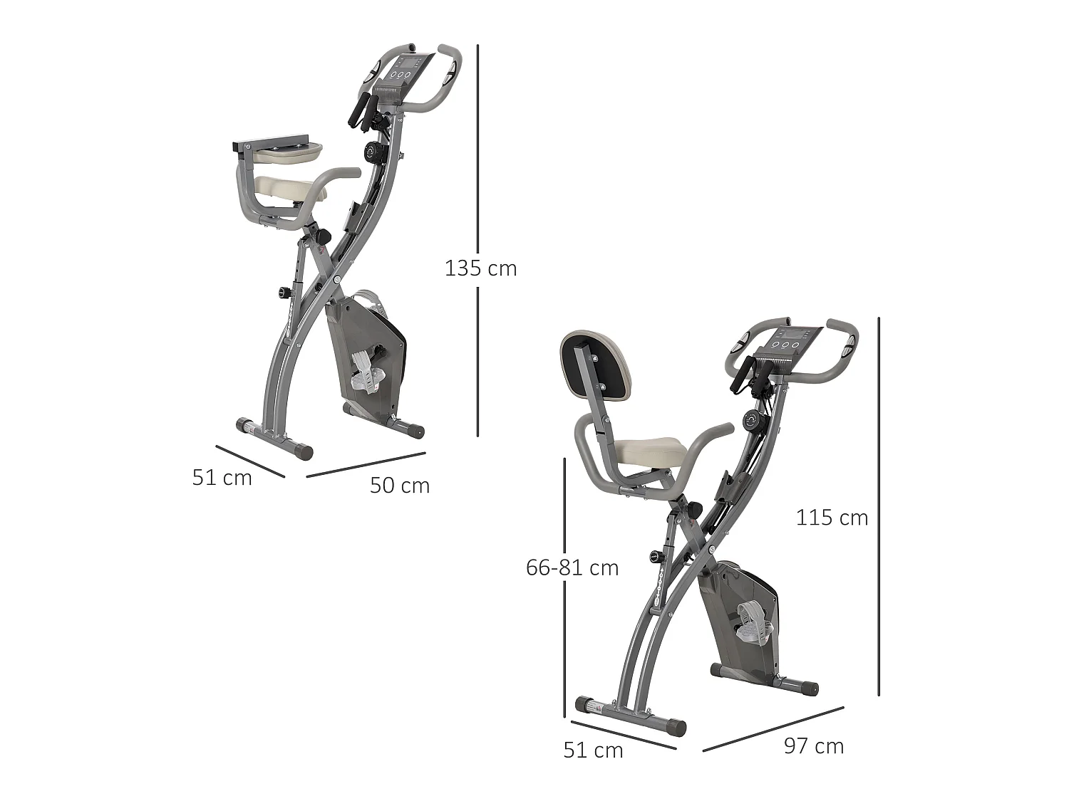 Bicicleta estática gris 97x51x115 cm HOMCOM