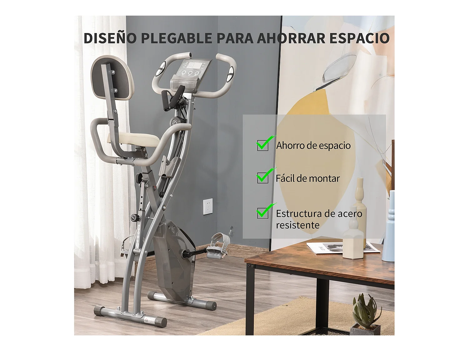 Bicicleta estática gris 97x51x115 cm HOMCOM