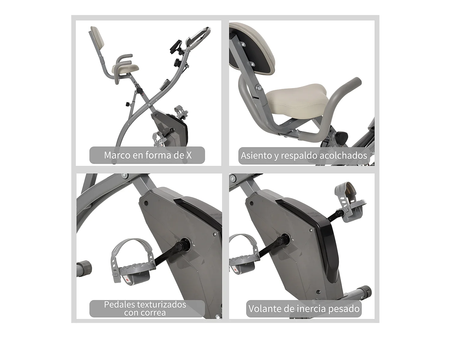 Bicicleta estática gris 97x51x115 cm HOMCOM