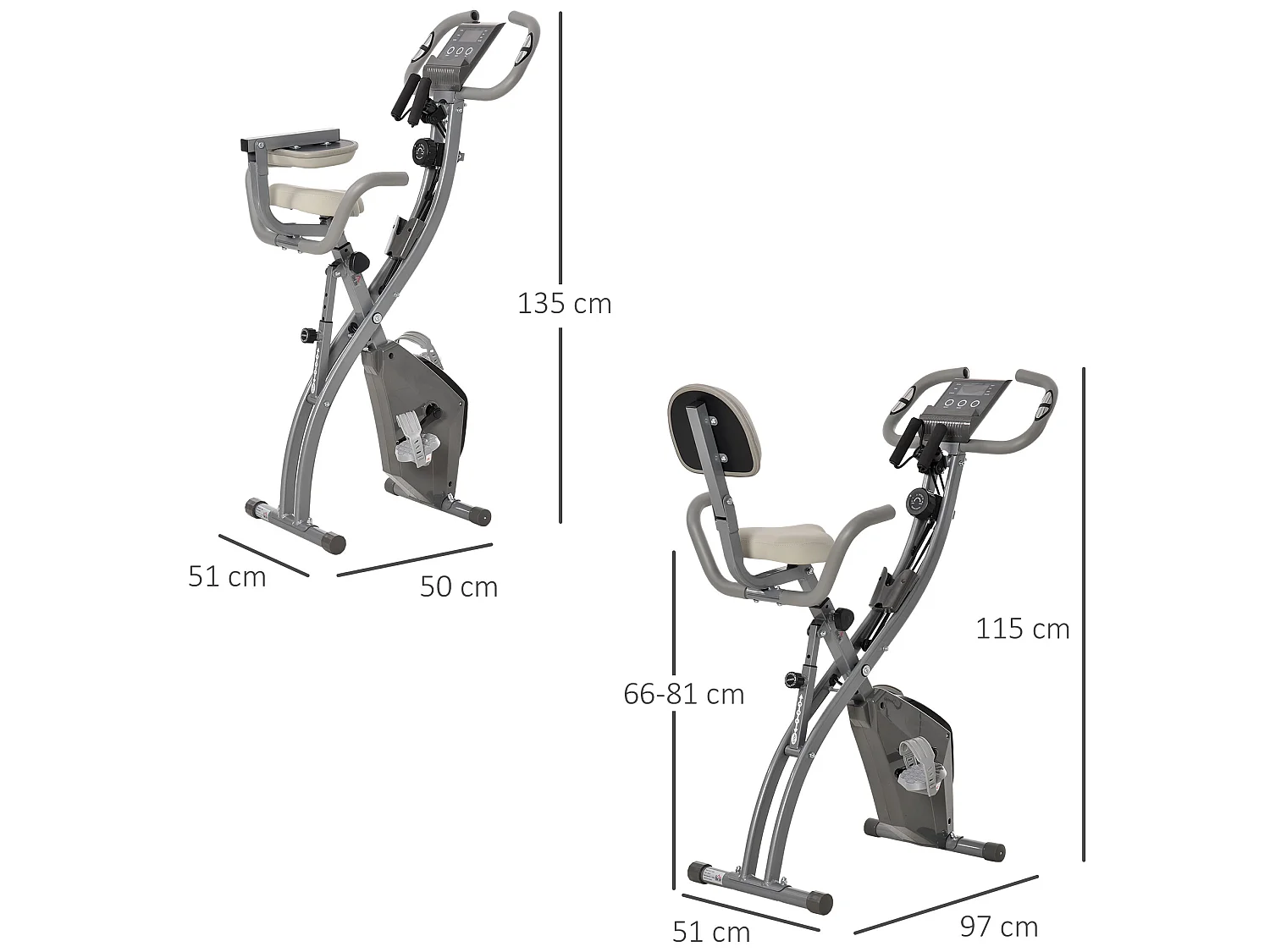Bicicleta estática gris 97x51x115 cm HOMCOM