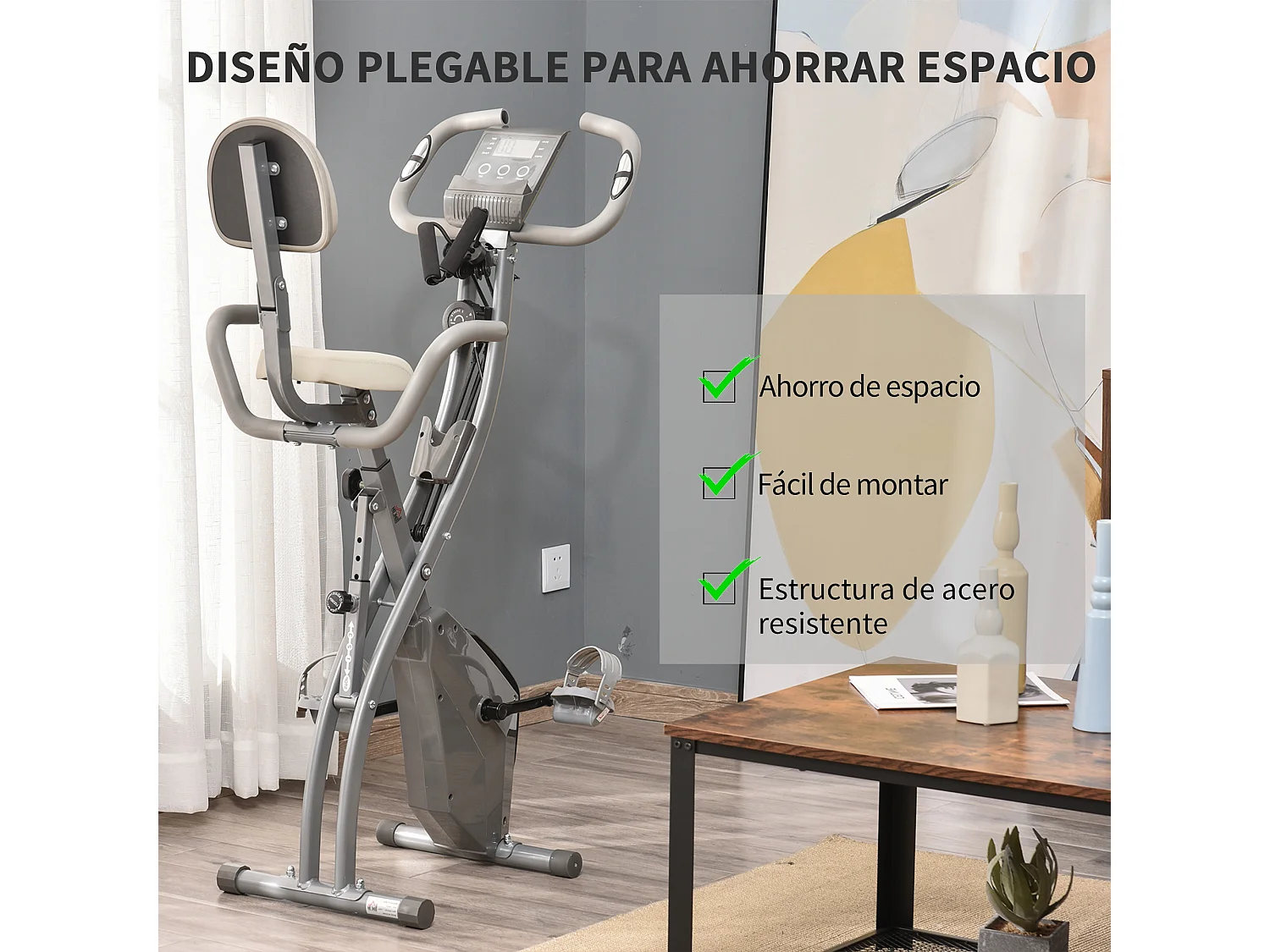 Bicicleta estática gris 97x51x115 cm HOMCOM