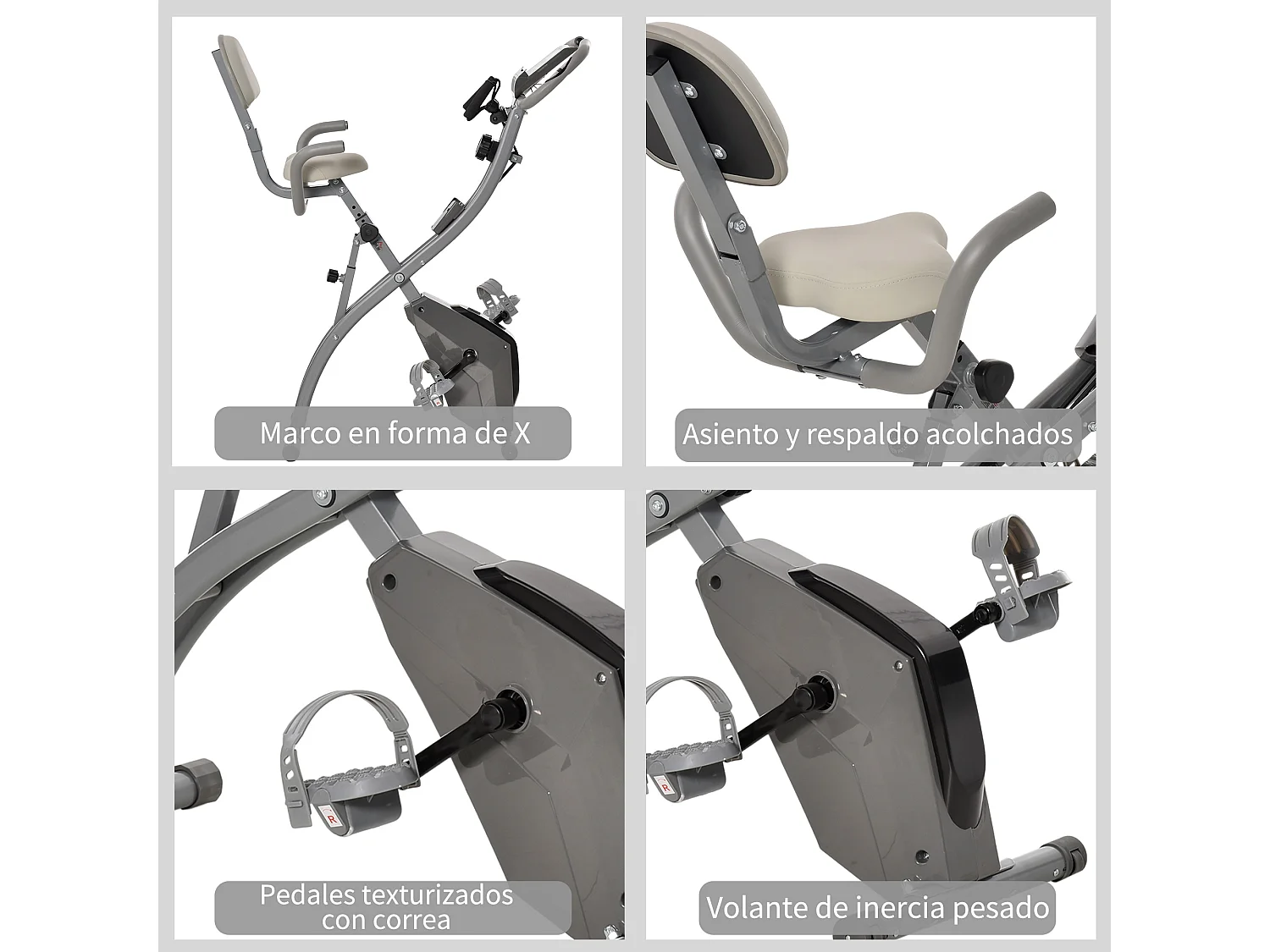 Bicicleta estática gris 97x51x115 cm HOMCOM