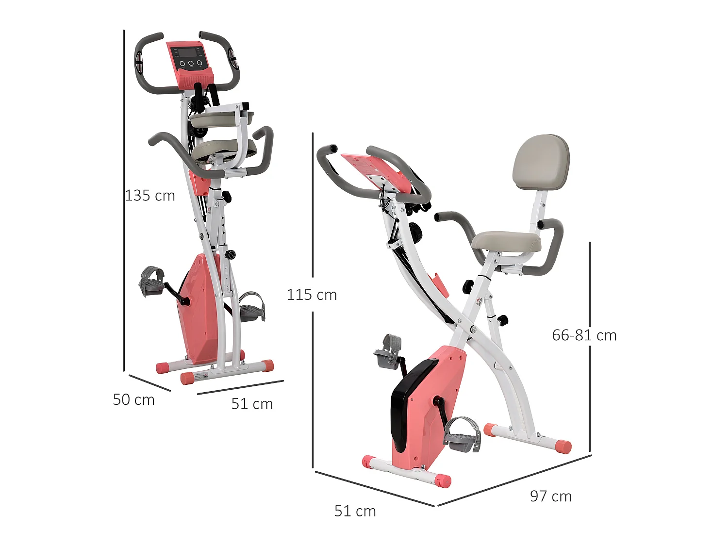 Bicicleta estática rosa 97x51x115 cm HOMCOM