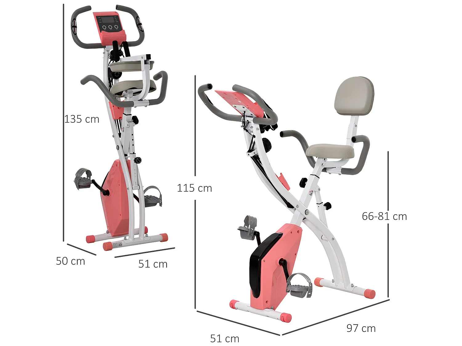 Bicicleta estática rosa 97x51x115 cm HOMCOM