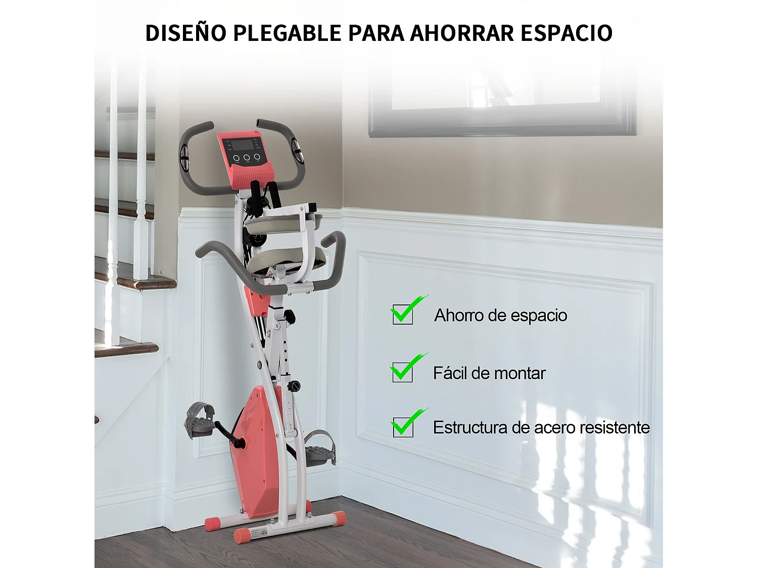 Bicicleta estática rosa 97x51x115 cm HOMCOM