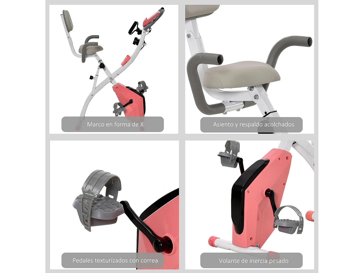 Bicicleta estática rosa 97x51x115 cm HOMCOM