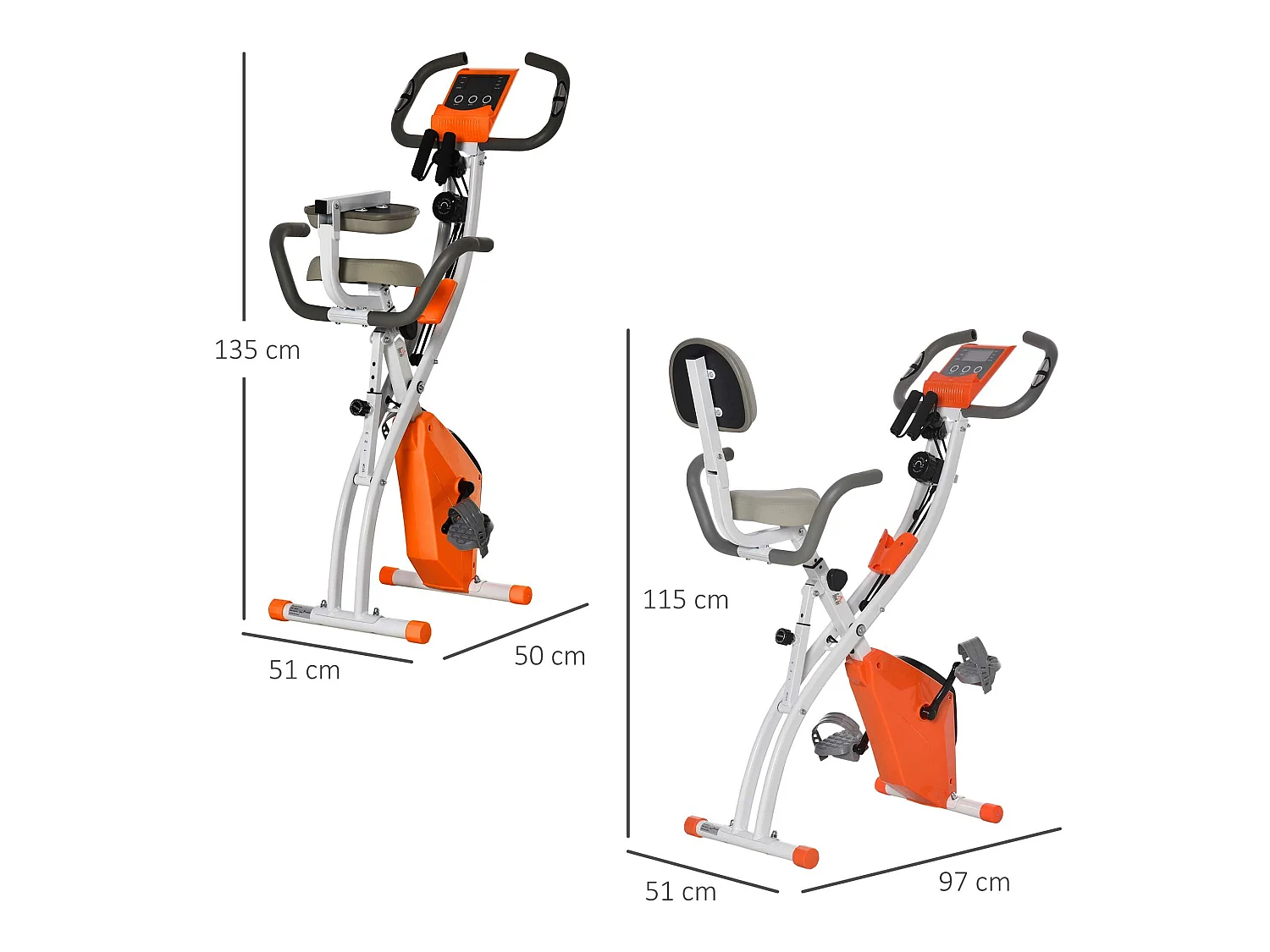 Bicicleta estática naranja 97x51x115 cm HOMCOM