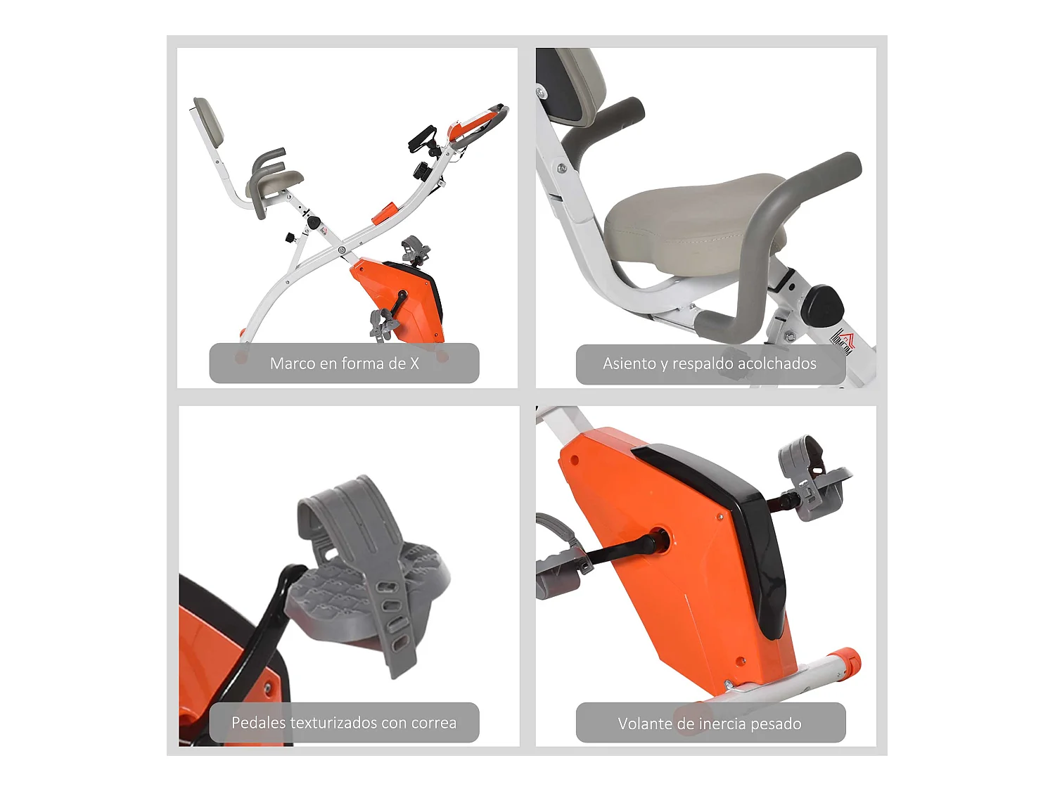 Bicicleta estática naranja 97x51x115 cm HOMCOM