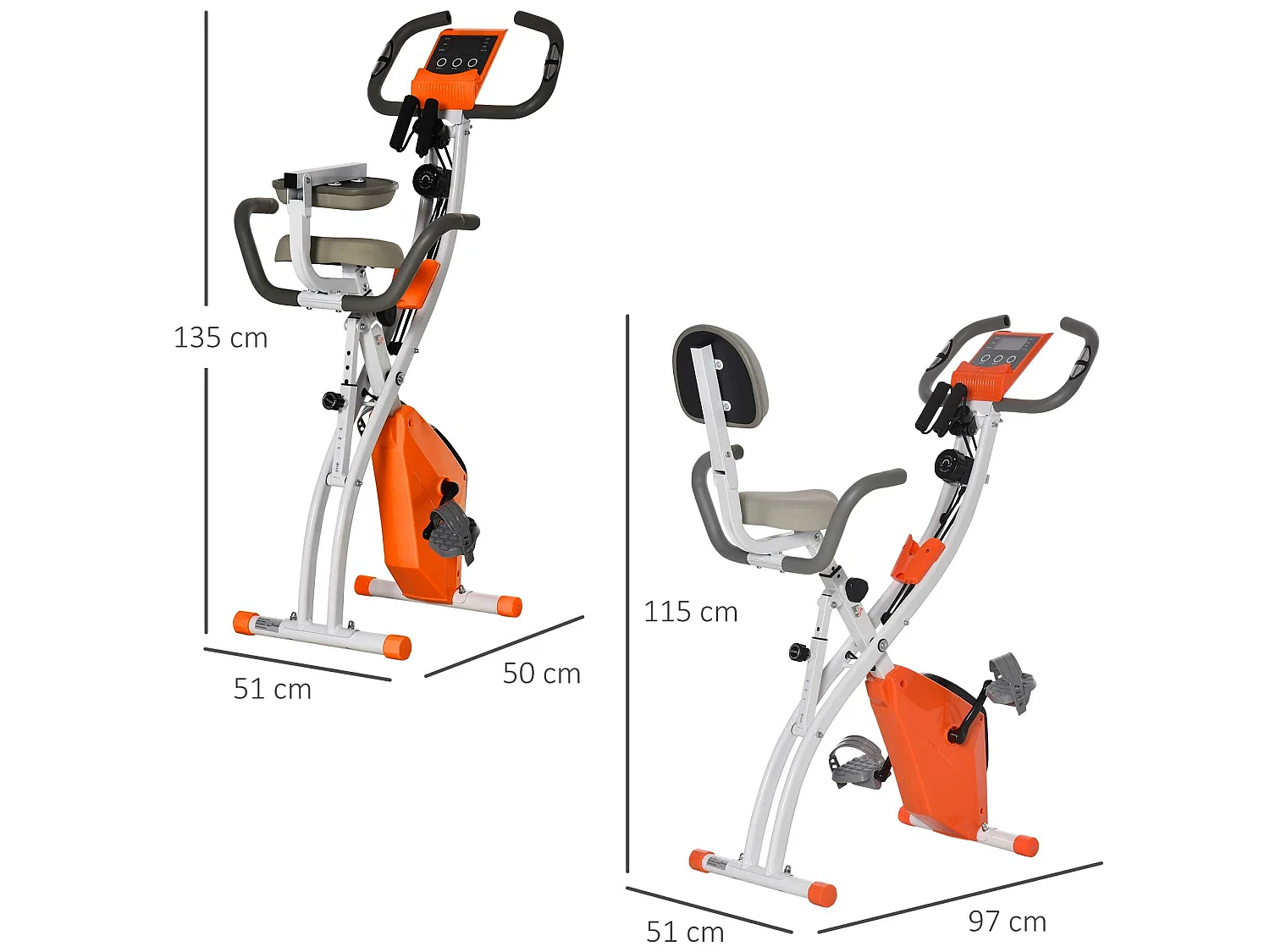 Bicicleta estática naranja 97x51x115 cm HOMCOM