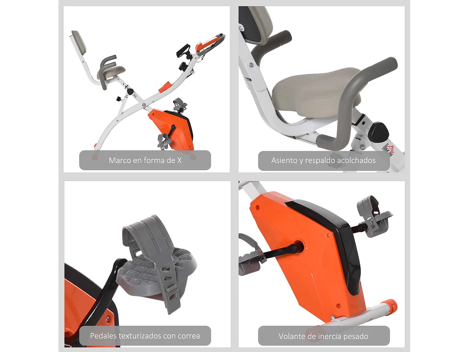 Bicicleta estática naranja 97x51x115 cm HOMCOM