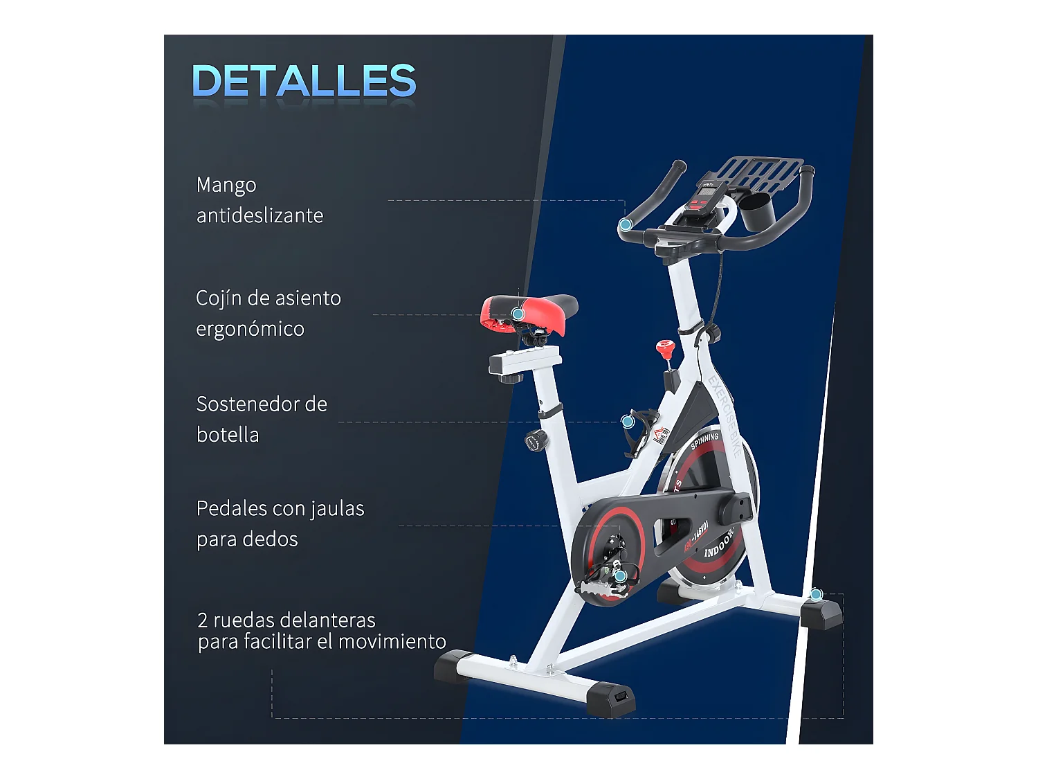 Bicicleta estática multicolor 103x53x114 cm HOMCOM