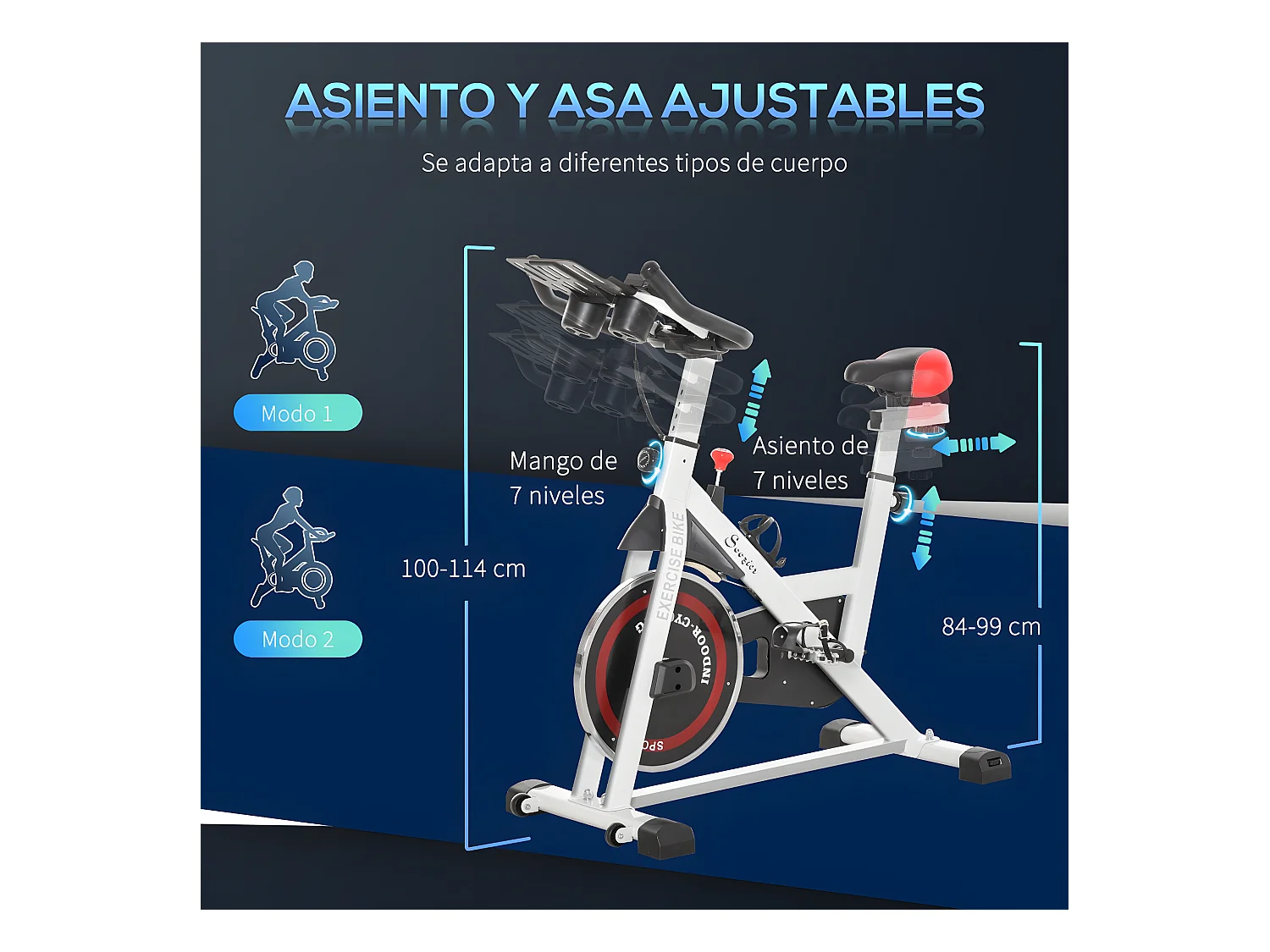 Bicicleta estática multicolor 103x53x114 cm HOMCOM