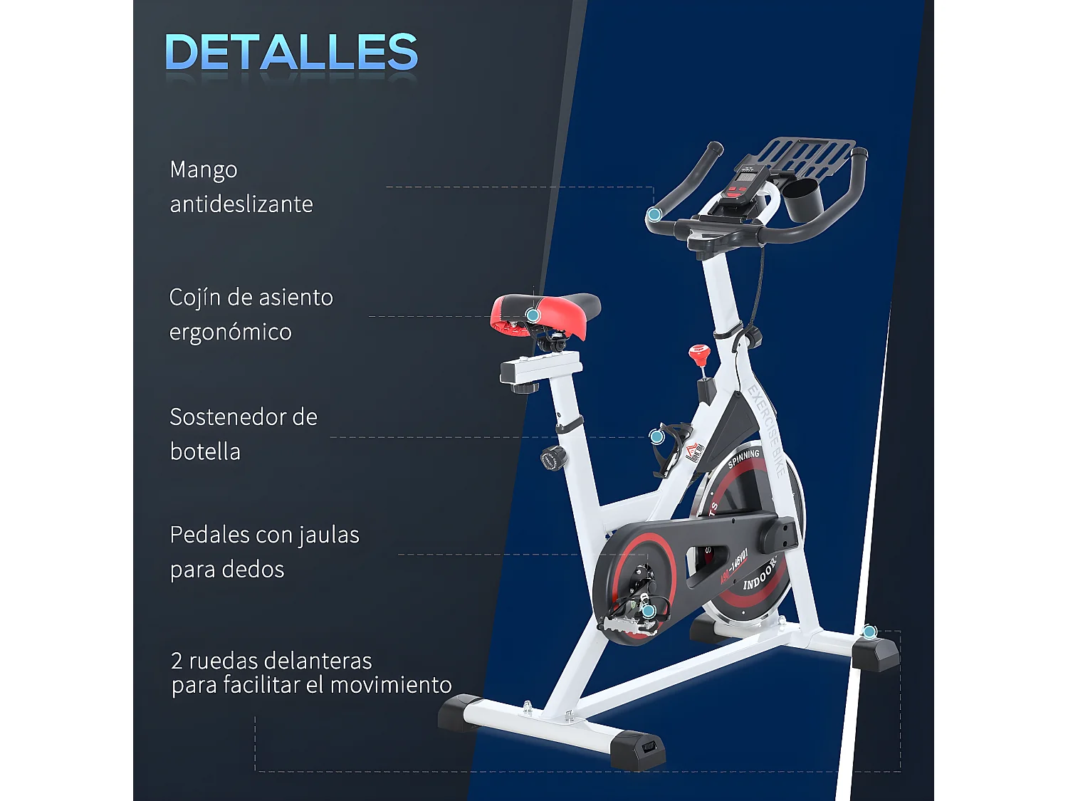 Bicicleta estática multicolor 103x53x114 cm HOMCOM