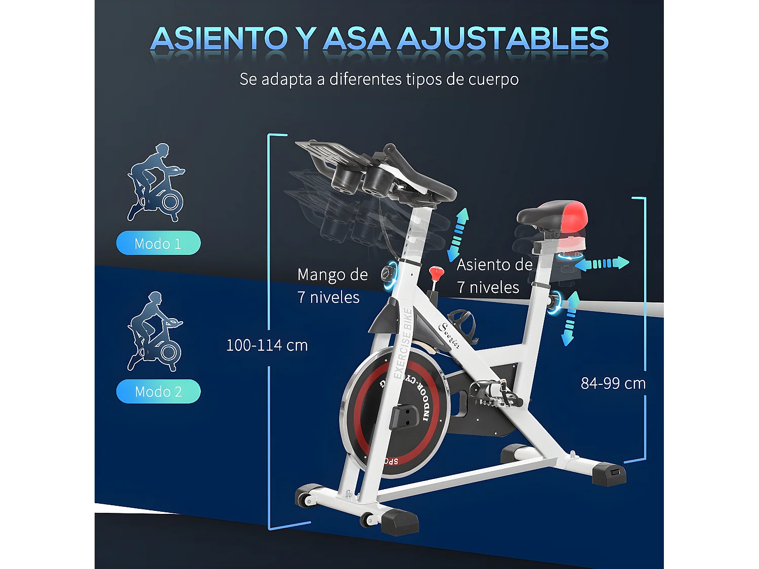 Bicicleta estática multicolor 103x53x114 cm HOMCOM