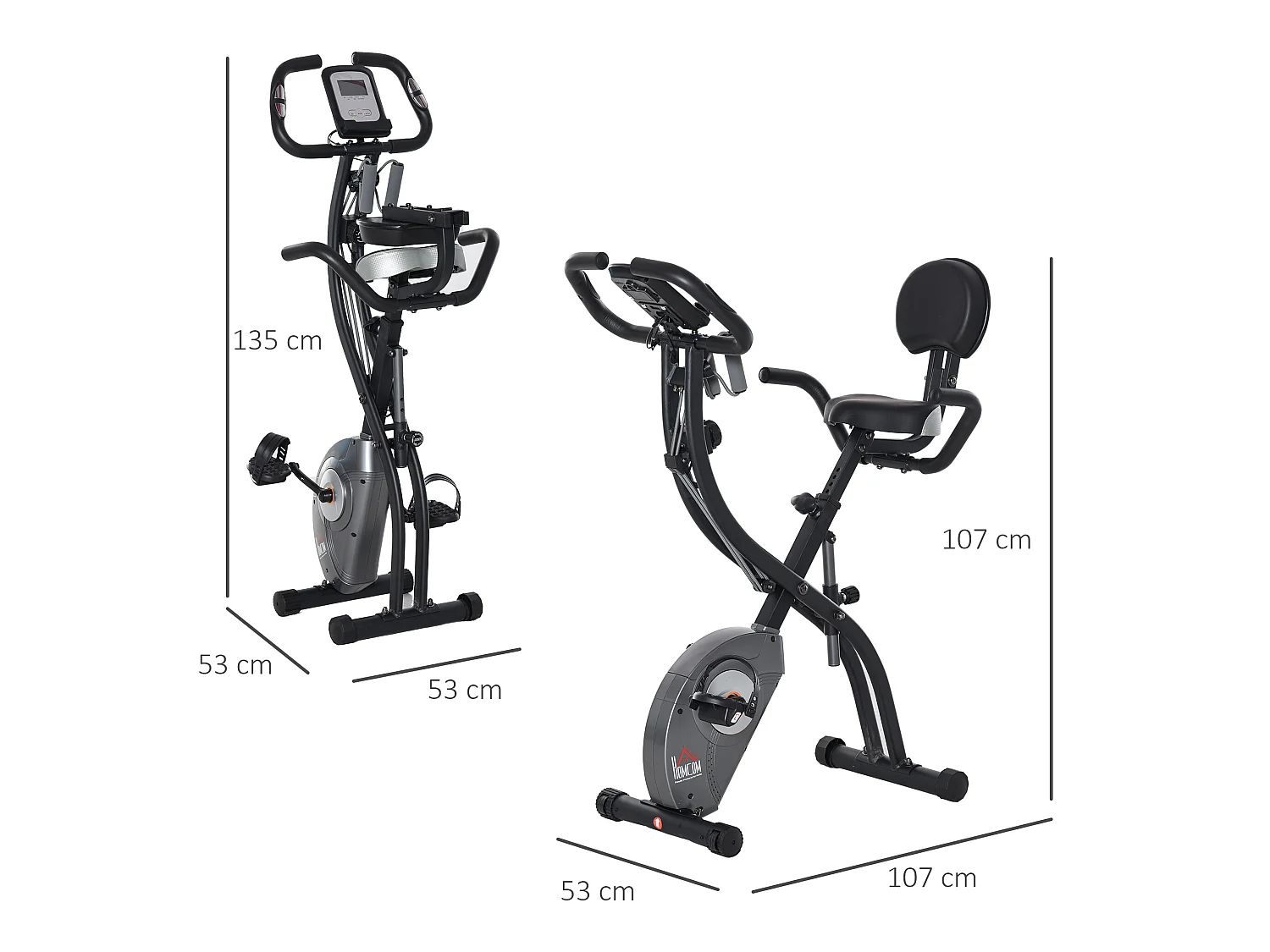 Bicicleta estática negro 107x53x107 cm HOMCOM