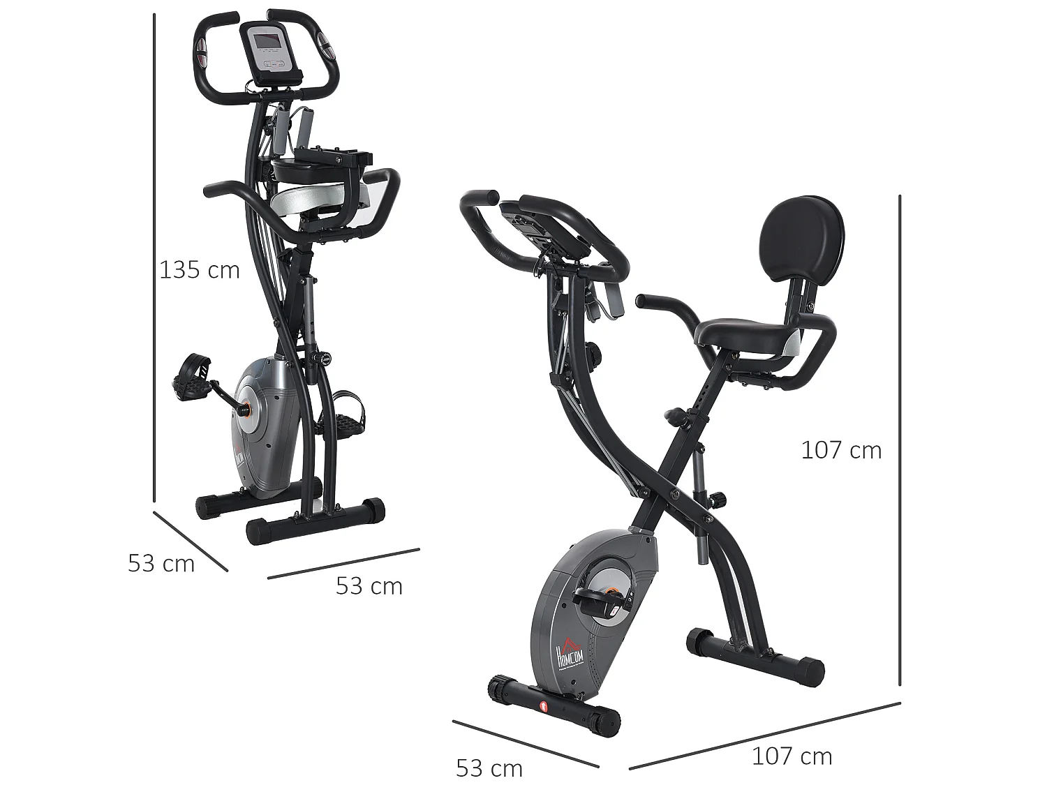 Bicicleta estática negro 107x53x107 cm HOMCOM