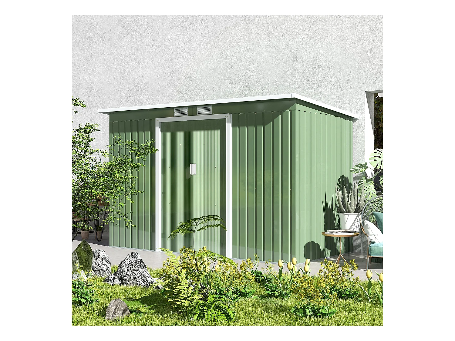 Caseta de jardín verde 280x130x172 cm Outsunny