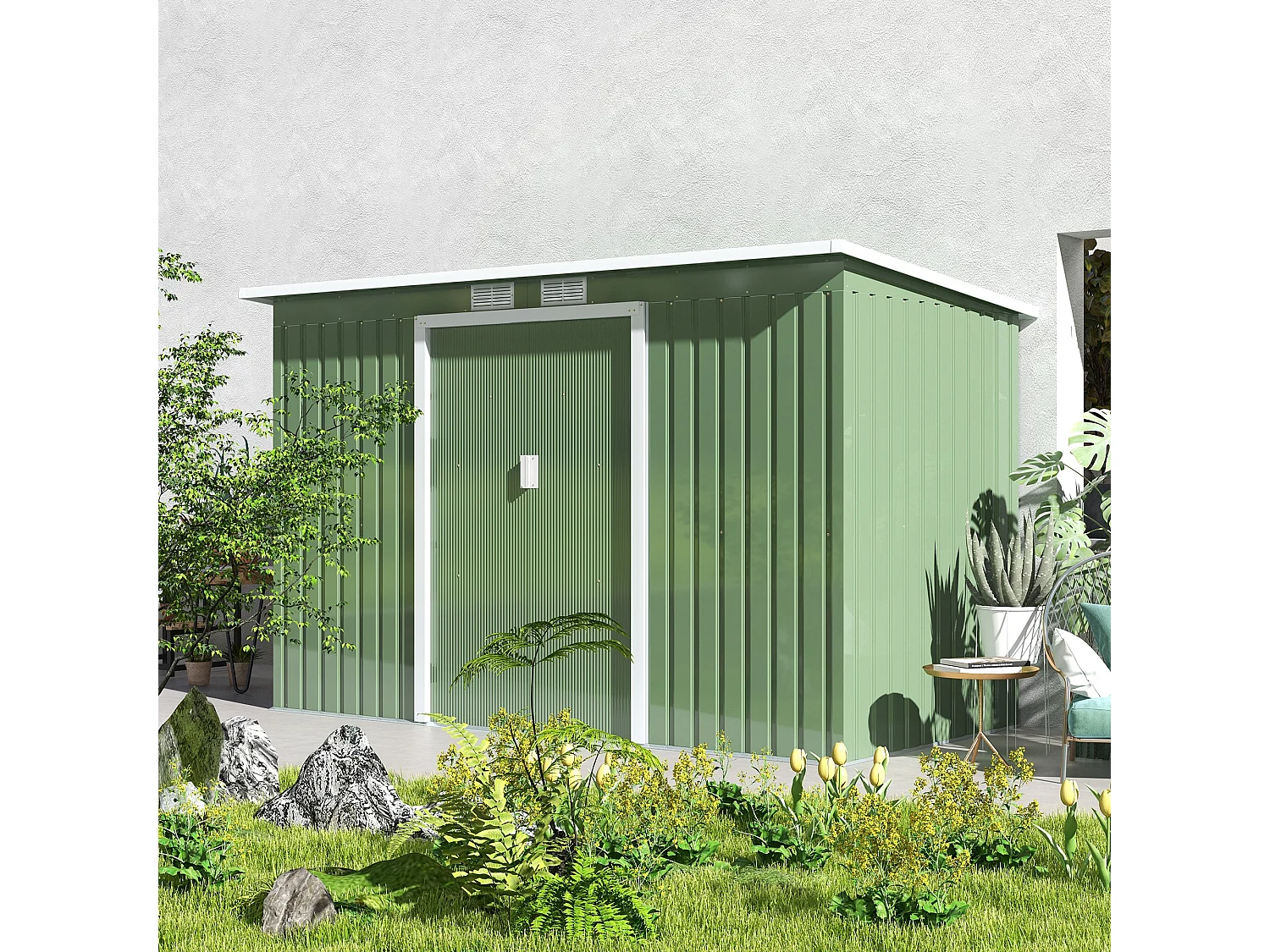 Caseta de jardín verde 280x130x172 cm Outsunny