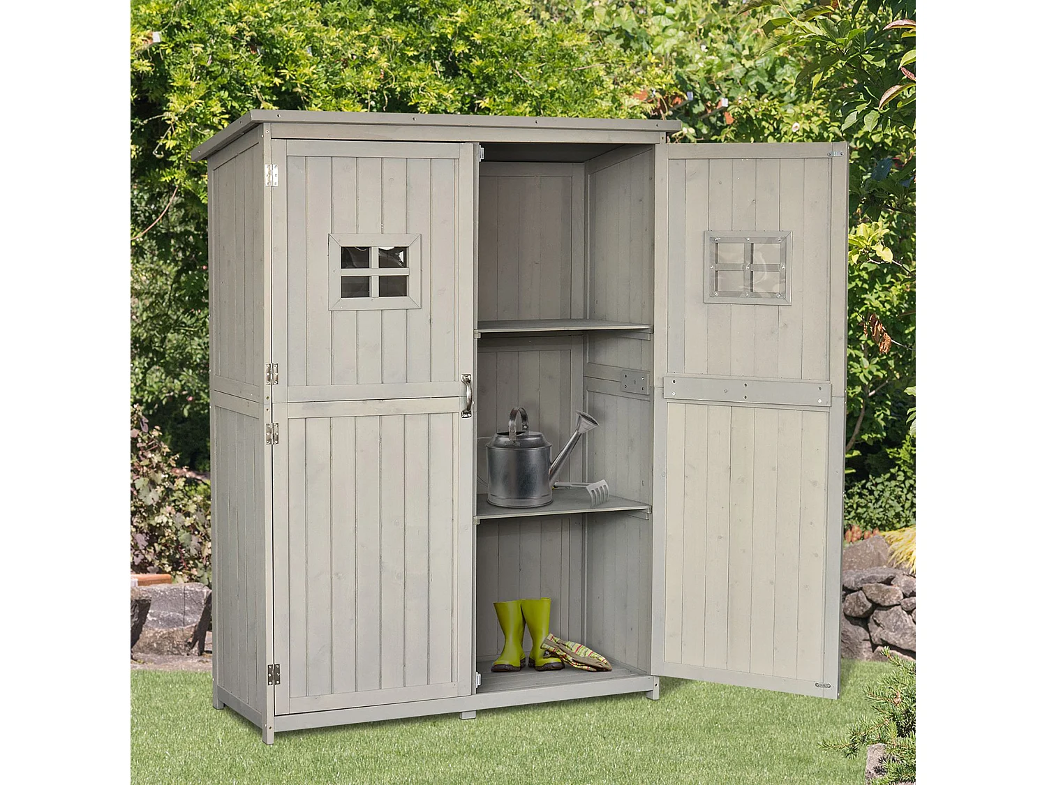 Cobertizo de madera gris 127.5x50x164 cm Outsunny