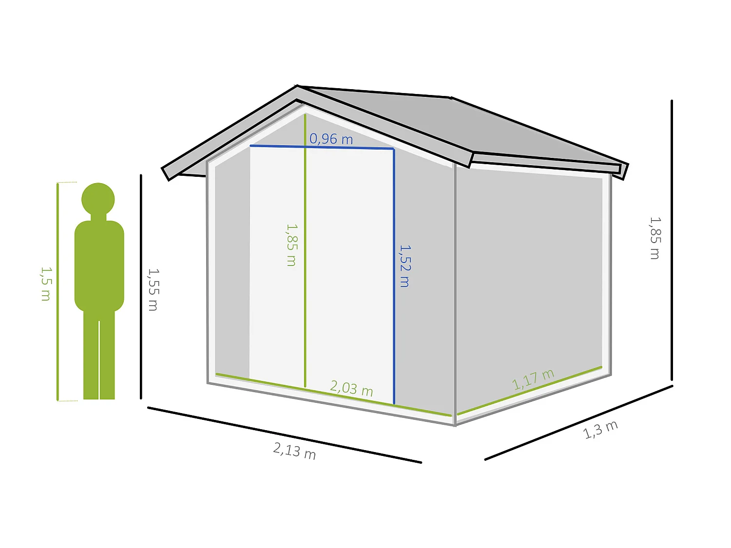 Caseta de jardín gris oscuro 213x130x185 cm Outsunny