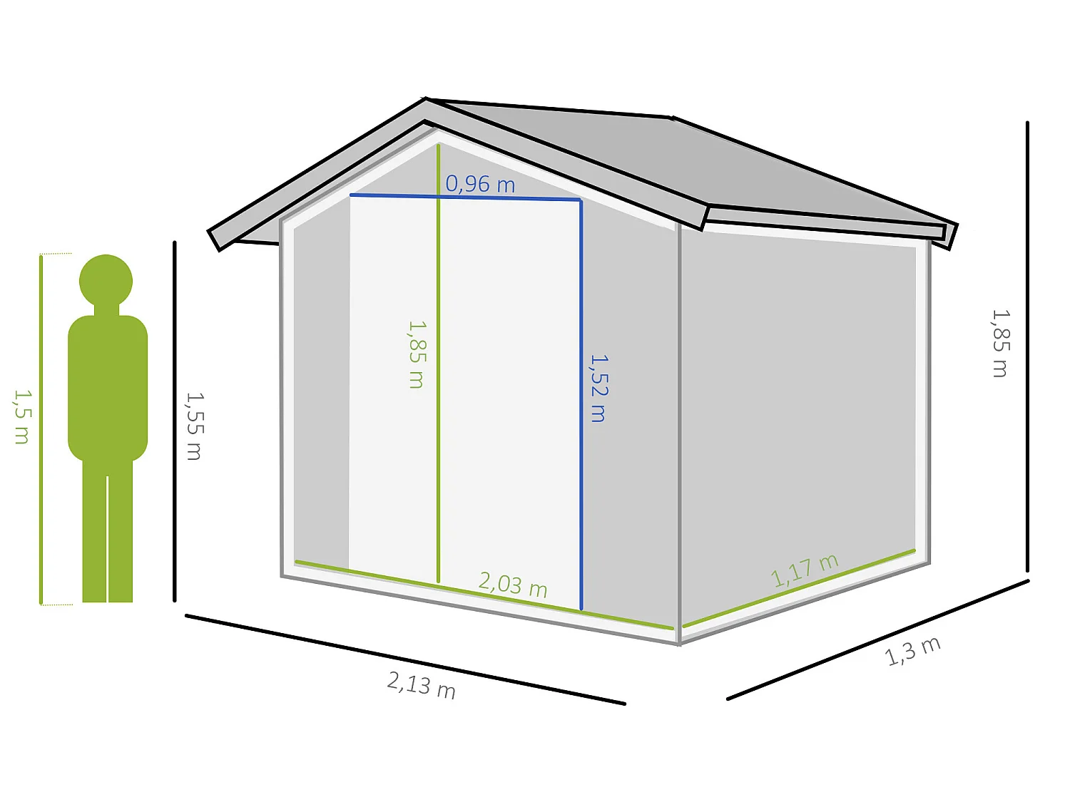 Caseta de jardín gris oscuro 213x130x185 cm Outsunny