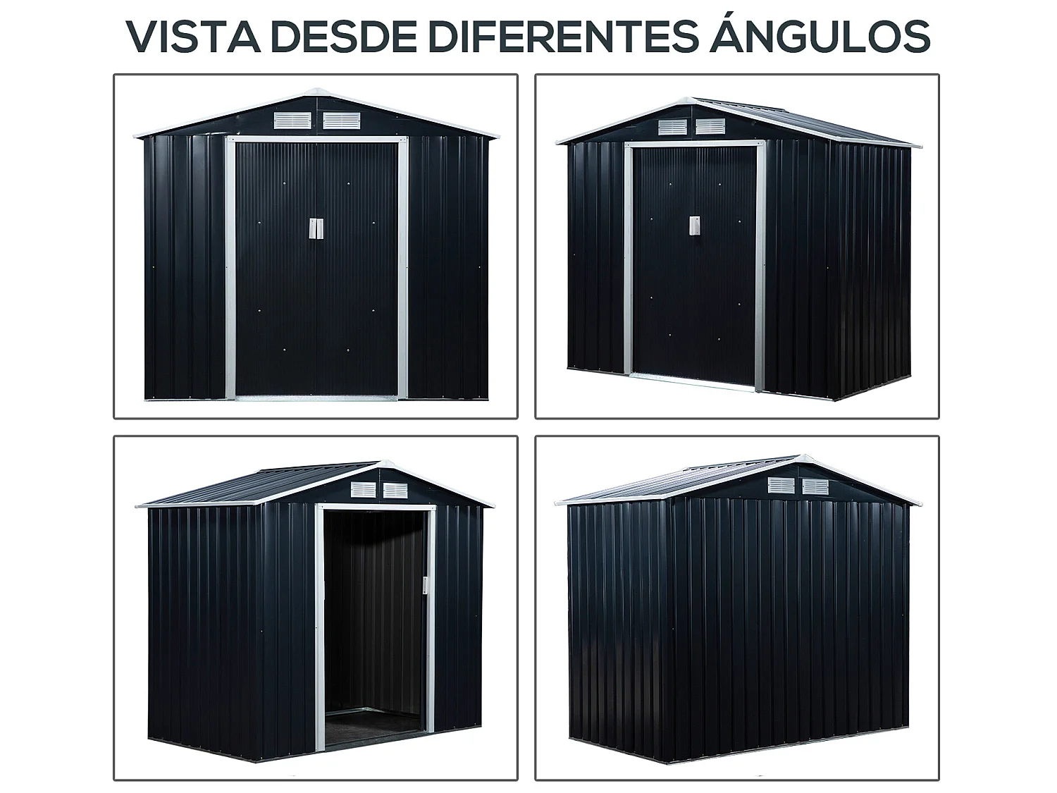 Caseta de jardín gris oscuro 213x130x185 cm Outsunny