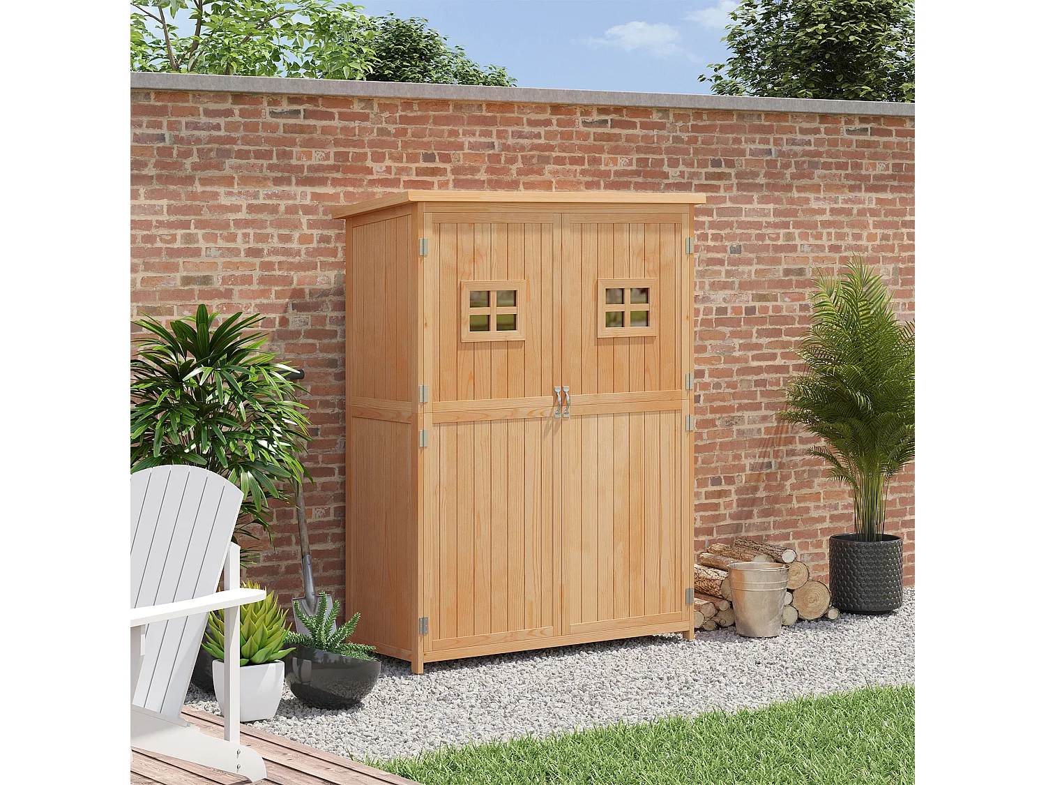 Cobertizo de madera madera natural 127.5x50x164 cm Outsunny