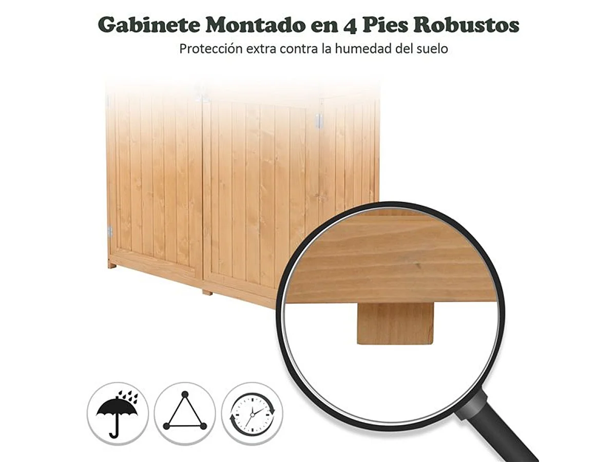 Cobertizo de madera madera natural 127.5x50x164 cm Outsunny