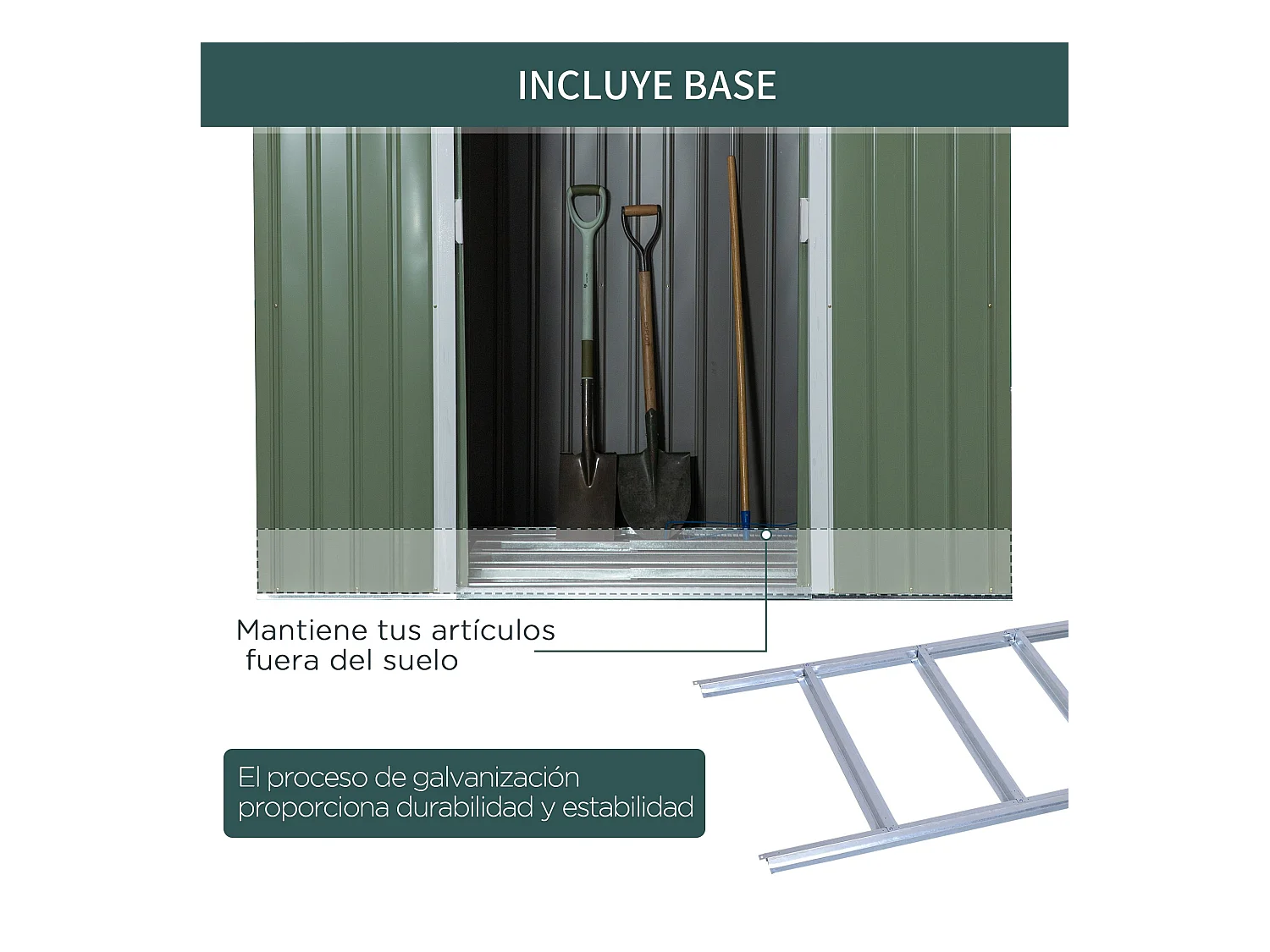 Caseta de jardín verde 213x130x172 cm Outsunny