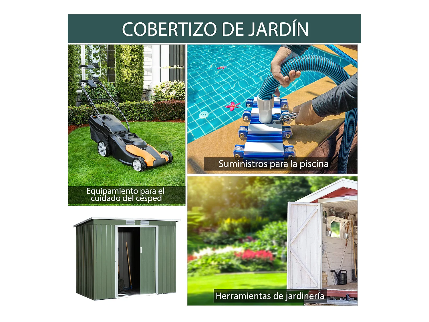 Caseta de jardín verde 213x130x172 cm Outsunny
