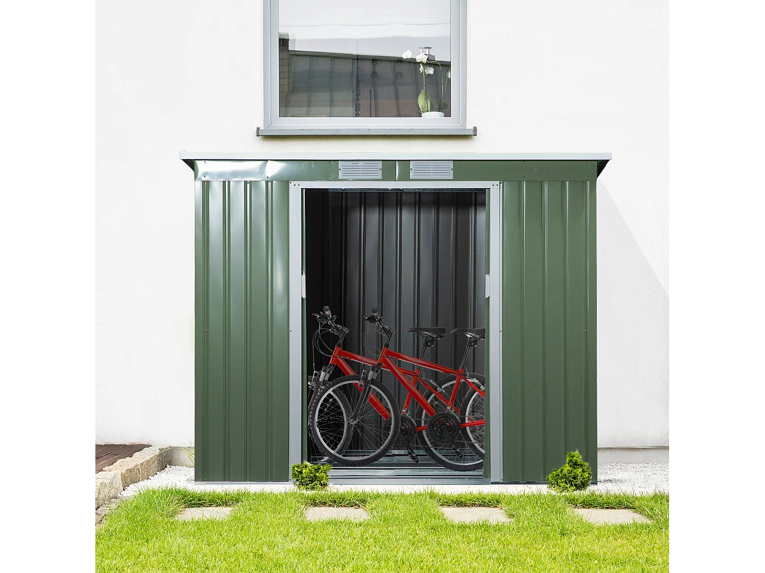 Caseta de jardín verde 213x130x172 cm Outsunny