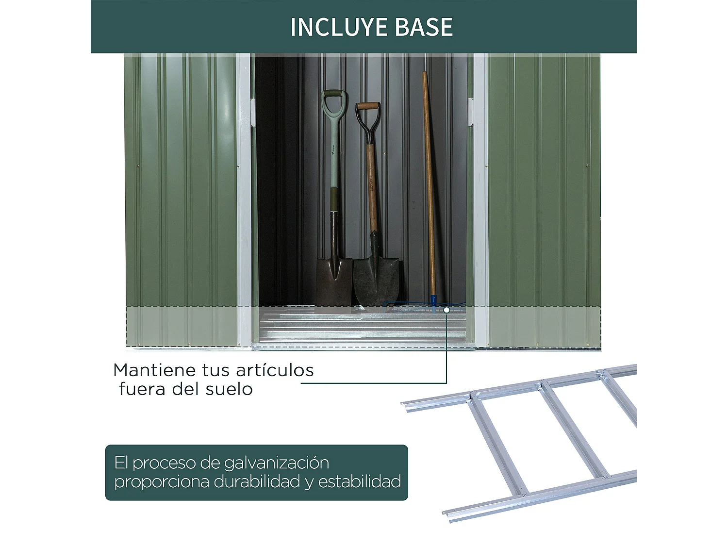 Caseta de jardín verde 213x130x172 cm Outsunny