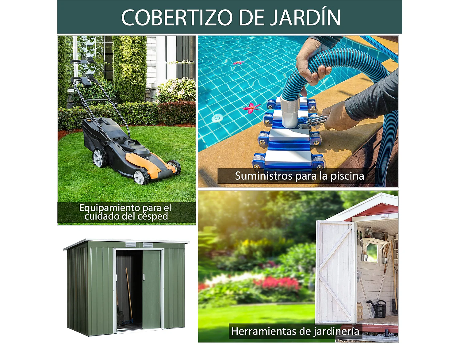 Caseta de jardín verde 213x130x172 cm Outsunny