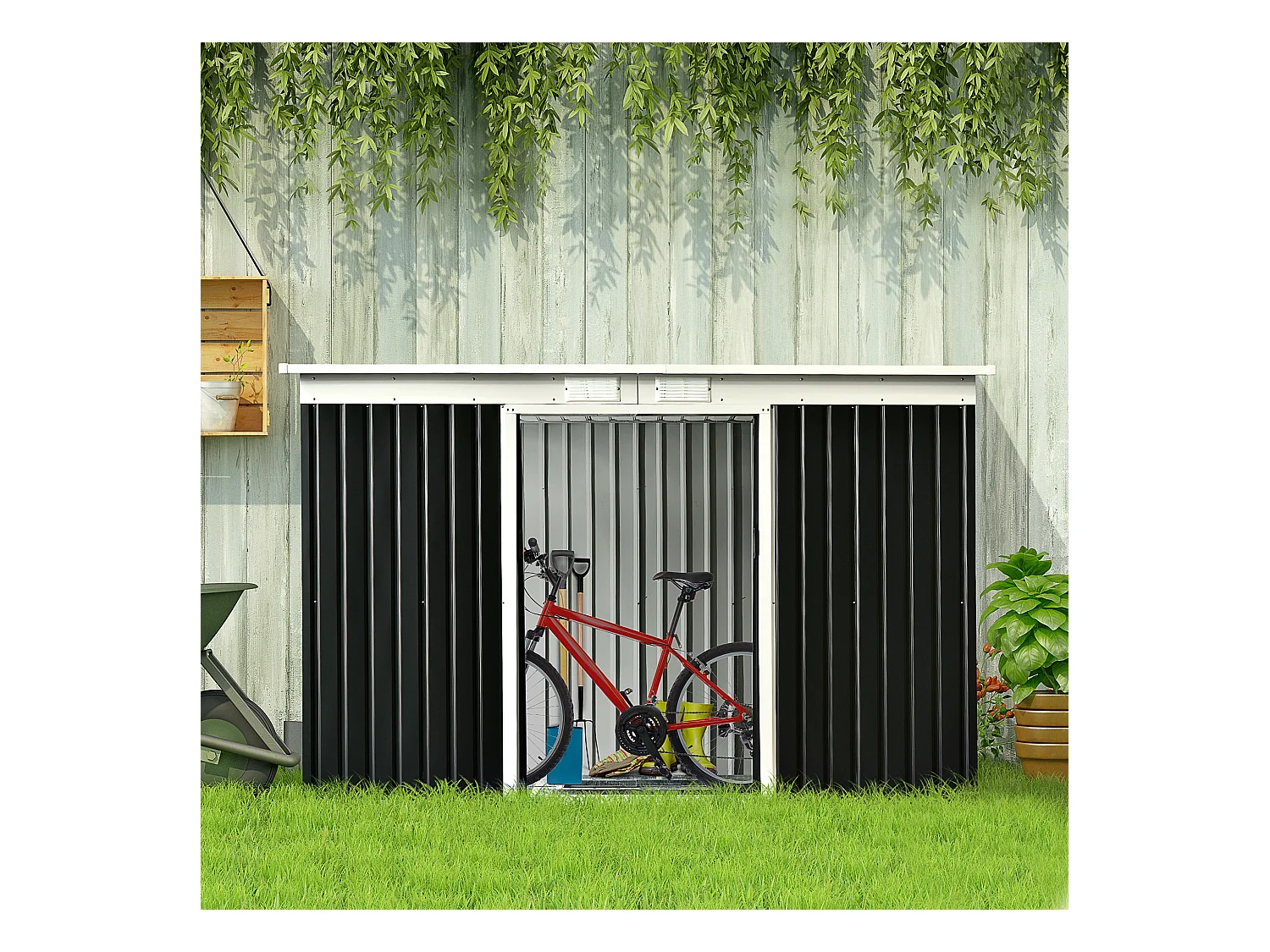 Caseta de jardín gris oscuro 280x130x172 cm Outsunny