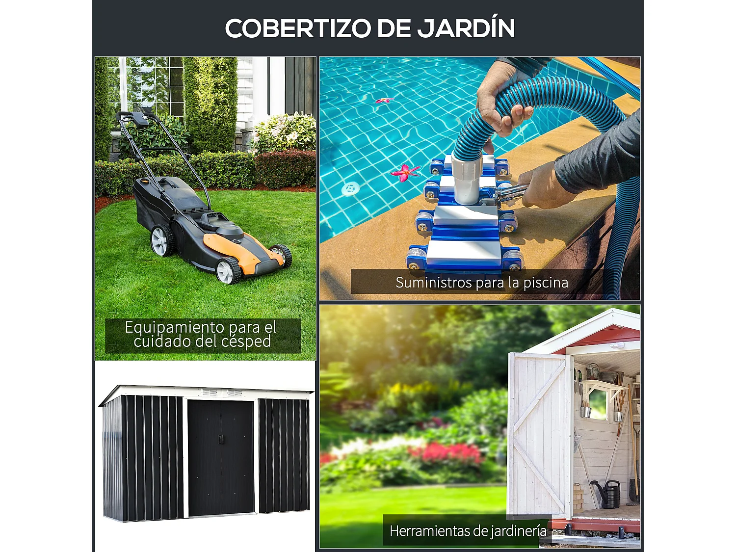 Caseta de jardín gris oscuro 280x130x172 cm Outsunny