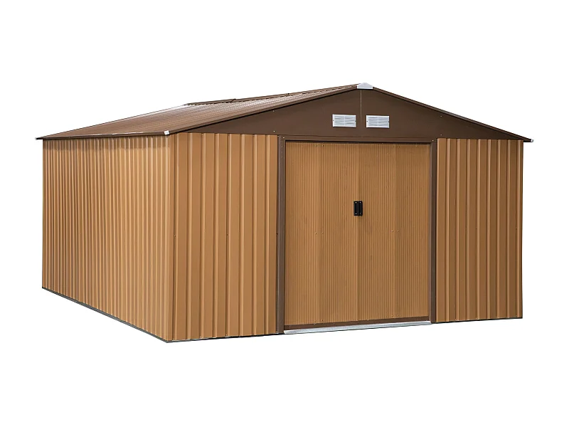 Cobertizo de jardín marrón 340x386x200 cm Outsunny