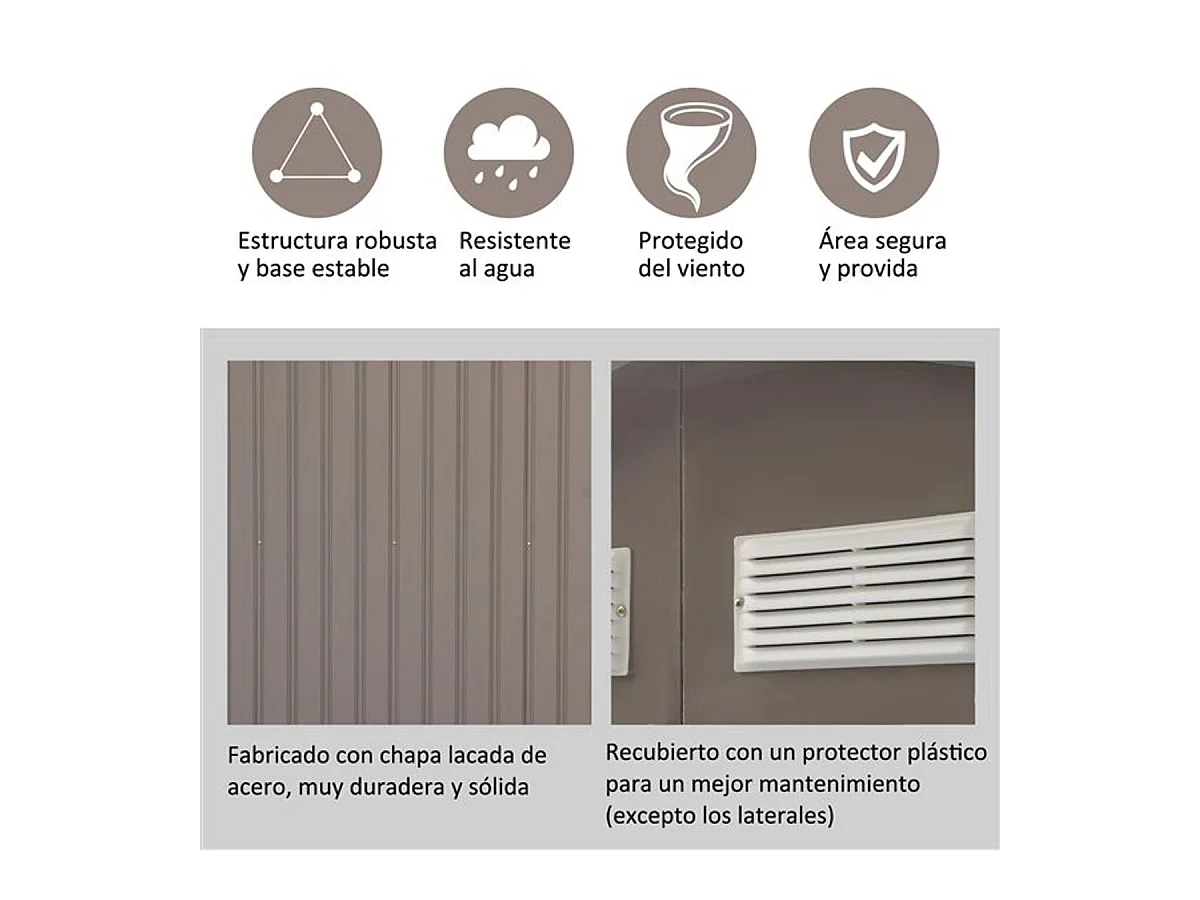 Caseta de jardín gris 213x130x185 cm Outsunny