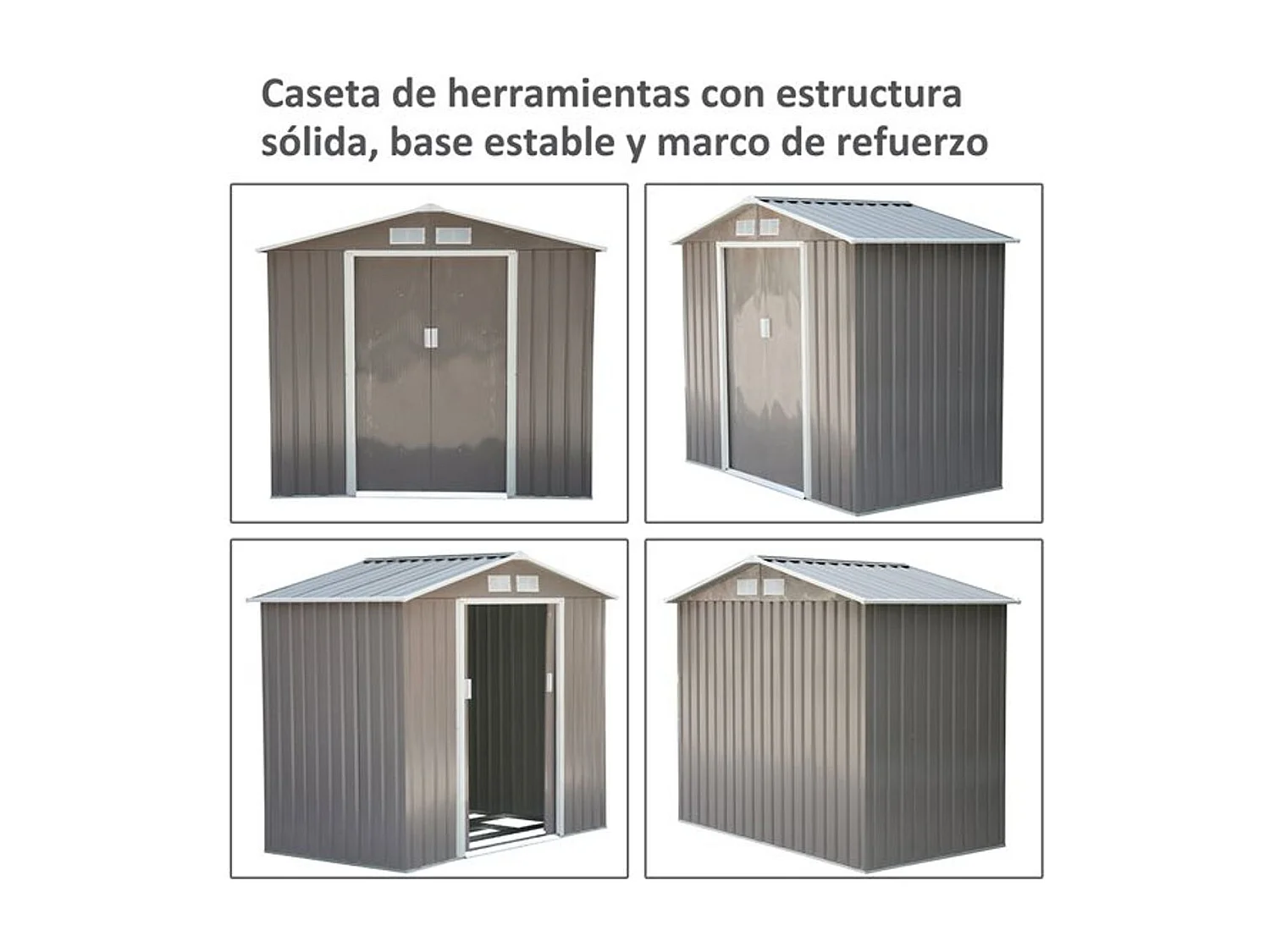 Caseta de jardín gris 213x130x185 cm Outsunny